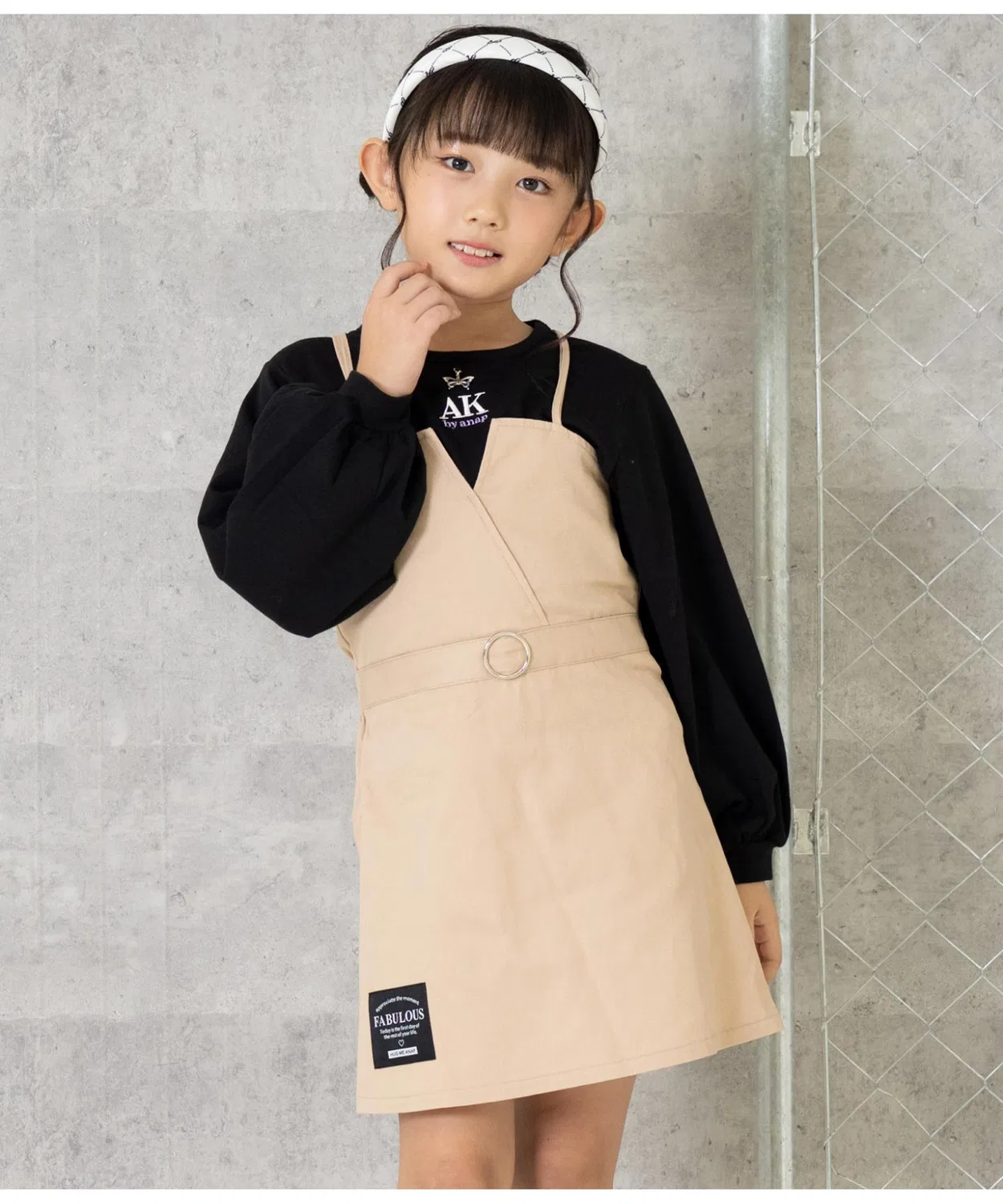 Детский джемпер-сарафан с принтом, из искусственной кожи ANAP kids, Beige — фото 3