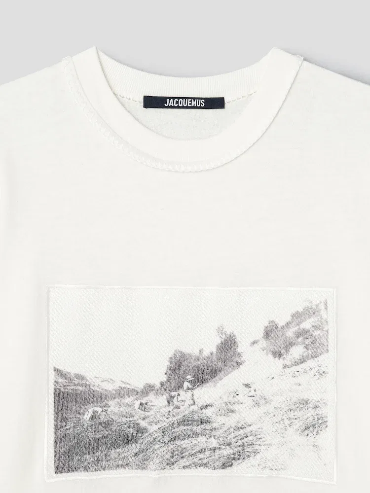 Футболка с принтом JACQUEMUS Le Tshirt Paysan Ml, Ivory — фото 3