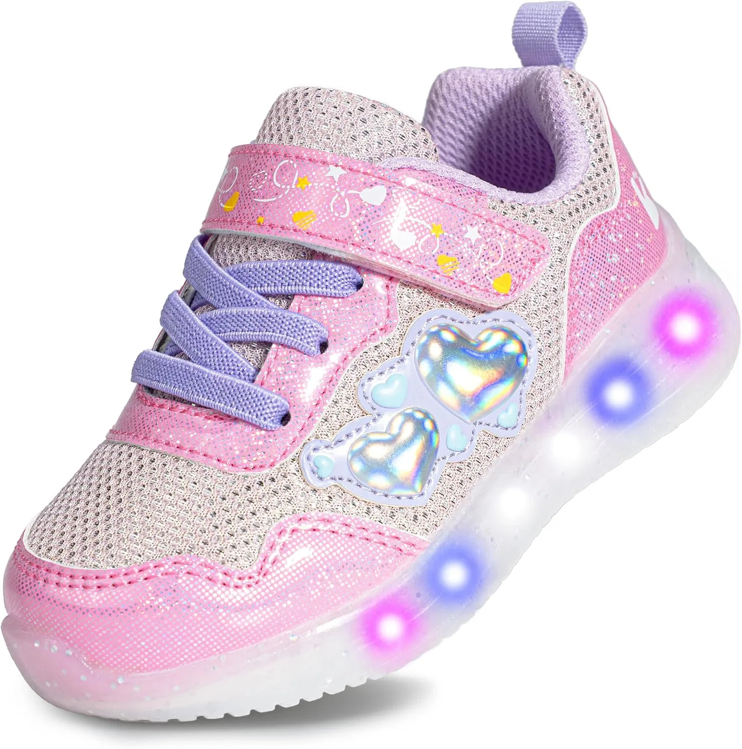 Детские кроссовки для девочек со светящейся подошвой YESKIS, Mangenta Girls Light Up Shoes