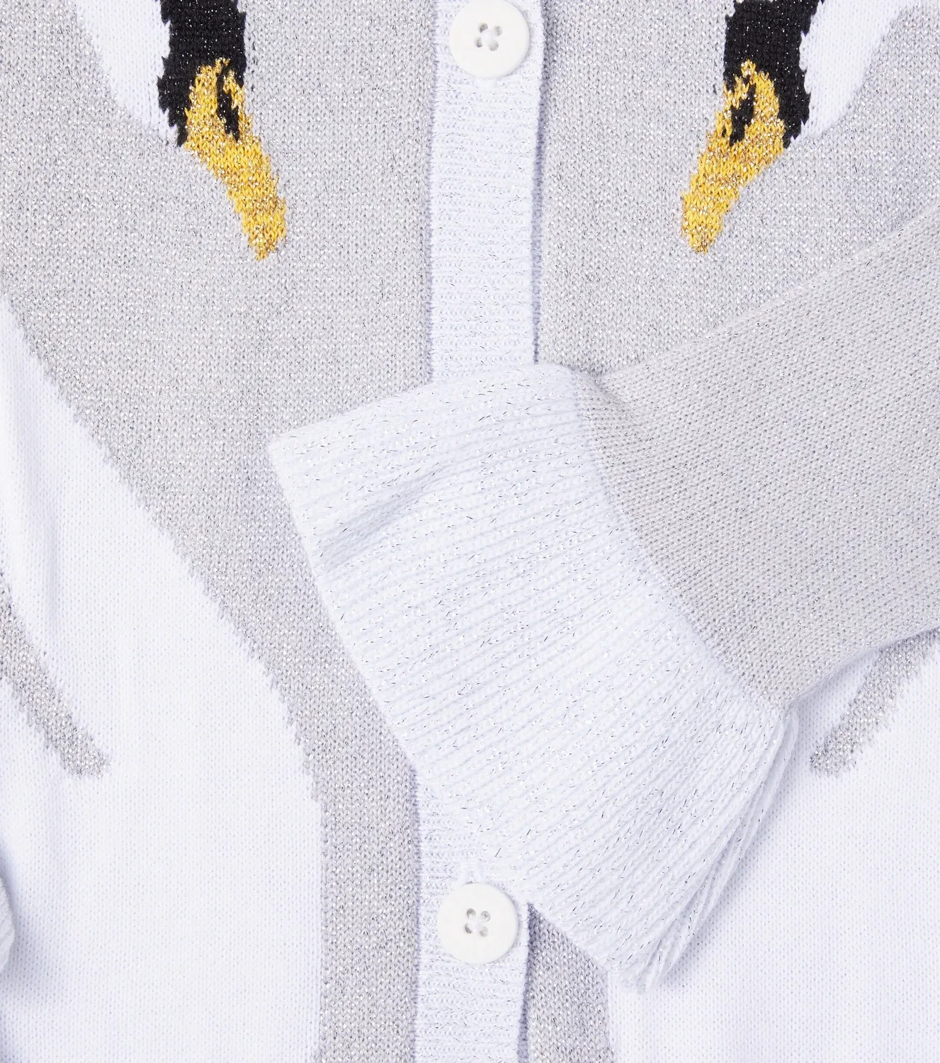 Жаккардовый кардиган с оборками Stella Mccartney Kids, серый — фото 3
