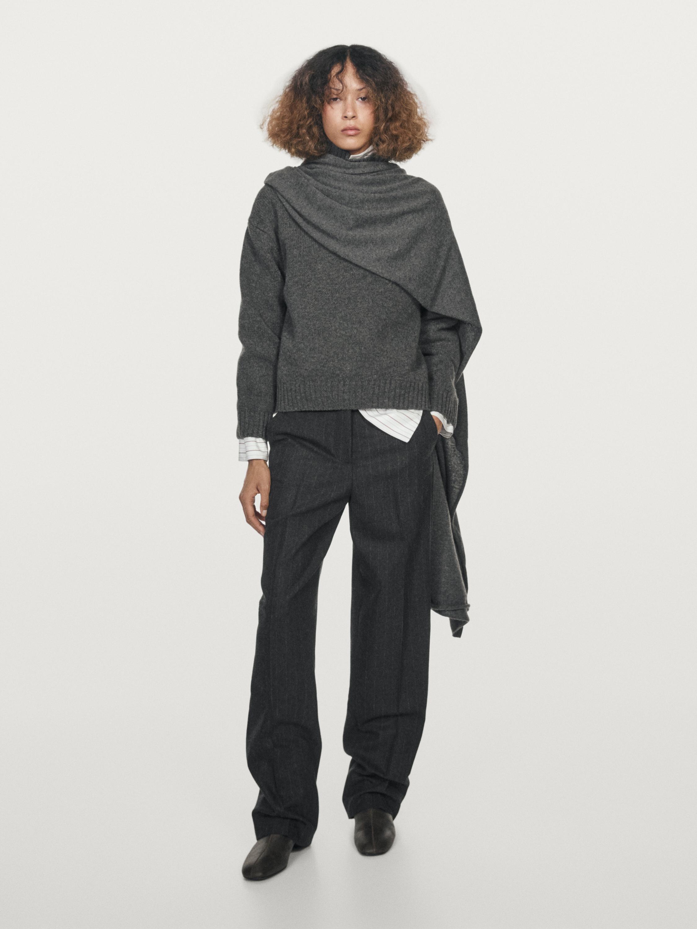 

Брюки из смесовой шерсти в полоску Massimo Dutti, dark grey