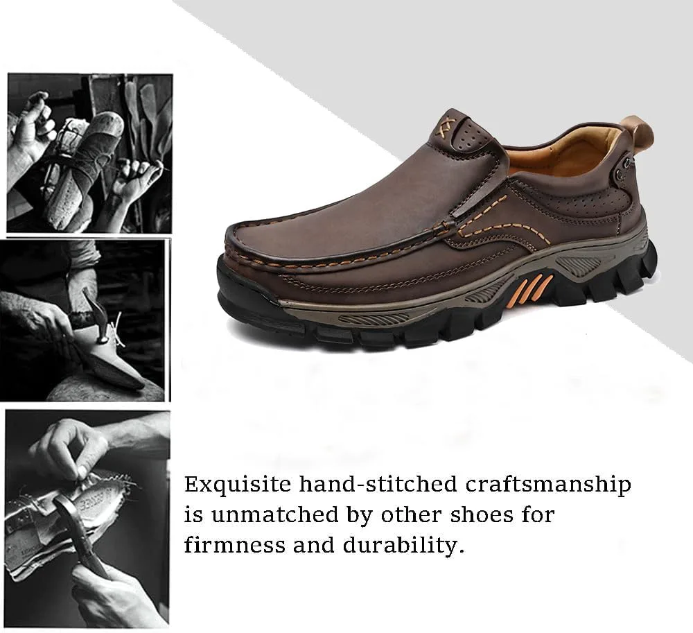 

Мужские слипоны-лоферы Комфортные кожаные повседневные туфли для работы, офиса и прогулок на открытом воздухе Vcmoon, коричневый