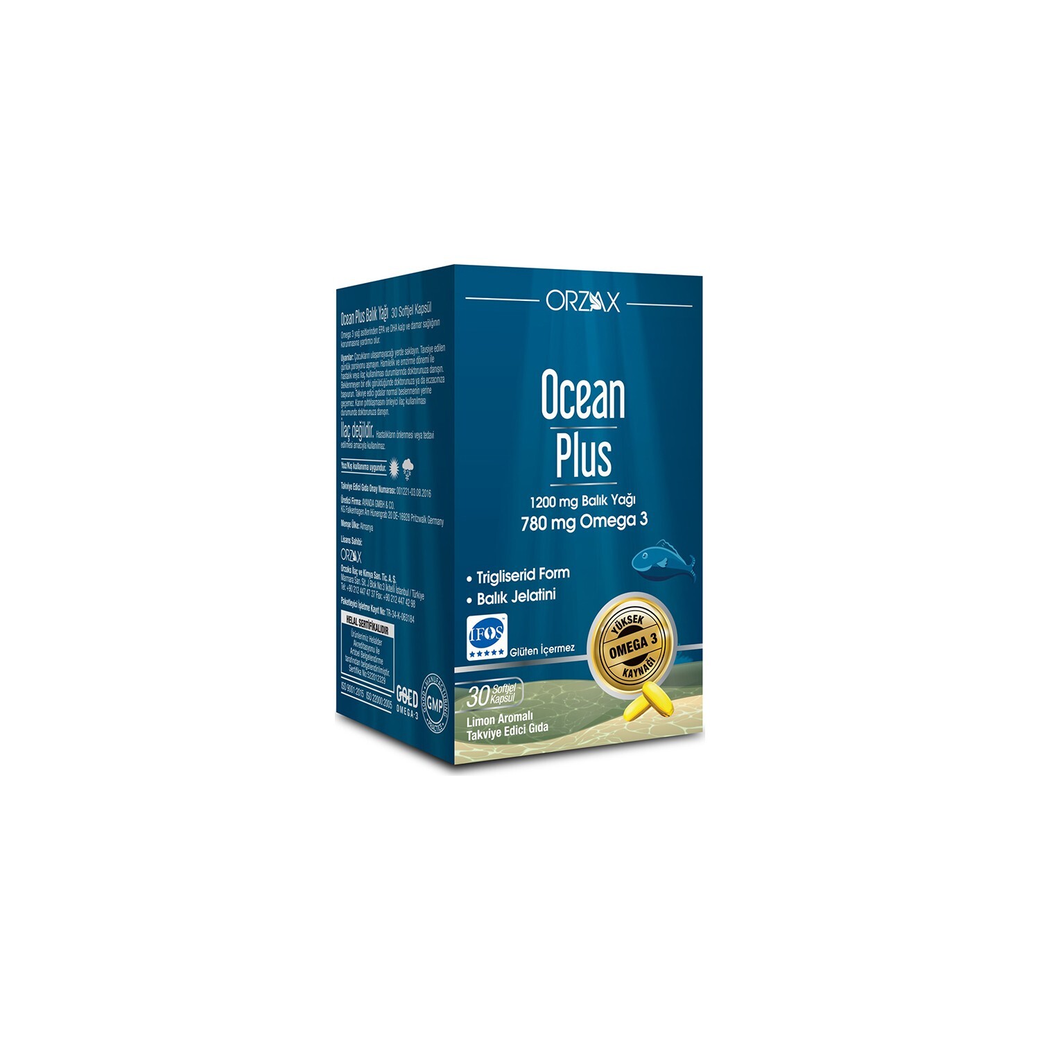 

Омега-3 Plus Orzax Ocean 1200 мг со вкусом лимона, 30 капсул