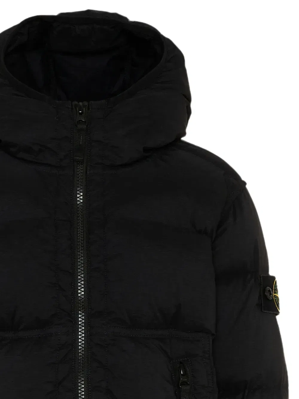 Утепленная куртка на молнии с капюшоном Stone Island Junior, черный — фото 4