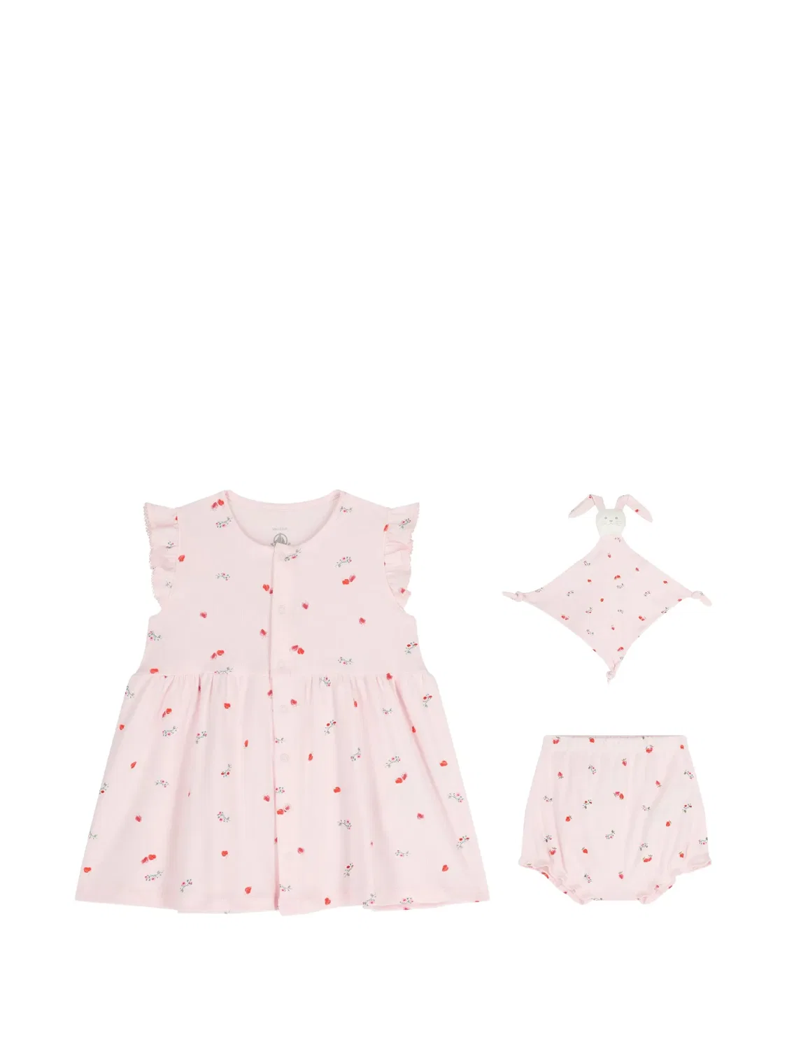 Комплект из платья с оборками Petit Bateau, розовый