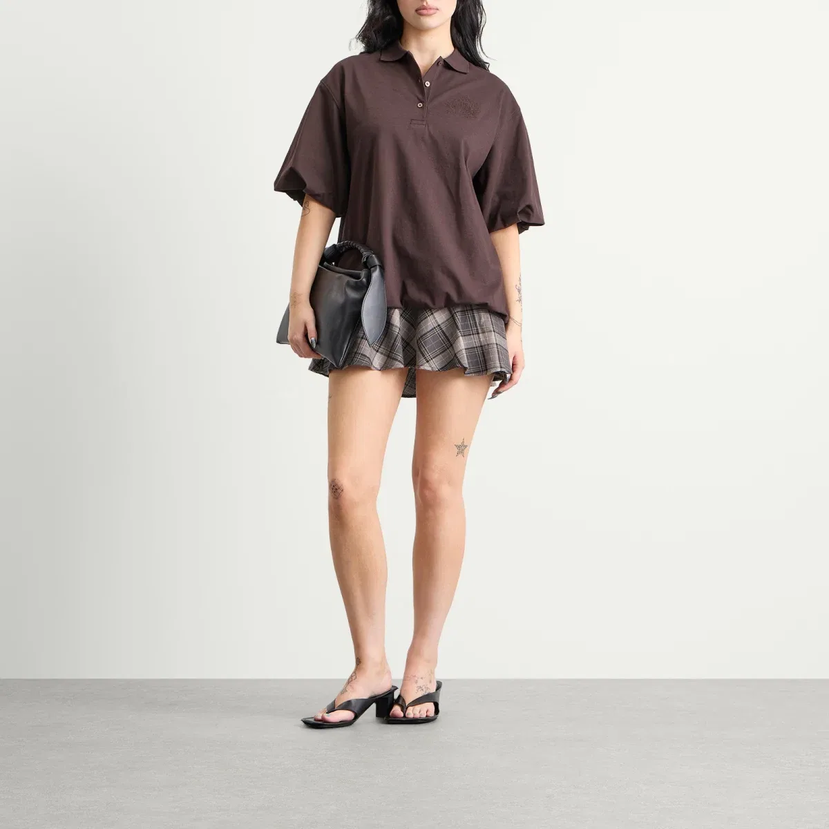 Платье-поло Eteddy mini dress Acne Studios, Dark Brown — фото 4