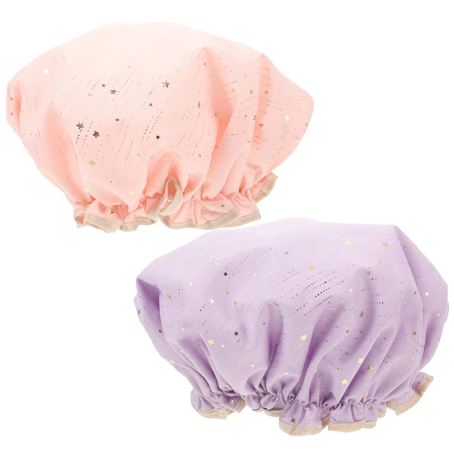 Шапочка для душа 2-Pack, Polyester and PEVA, 27x27cm, WOONEKY