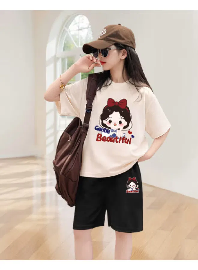 Bornbay Комплект дышащий хлопковый для девочек, абрикосовый и черный