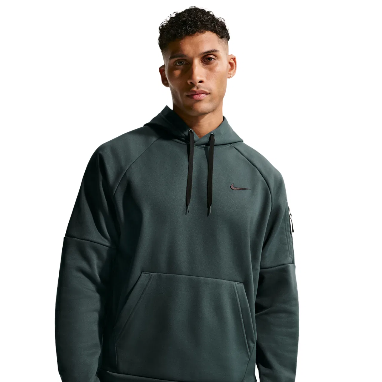 Мужское утепленное худи с капюшоном Therma Fleece Pullover Hoodie Nike, Seaweed/Black