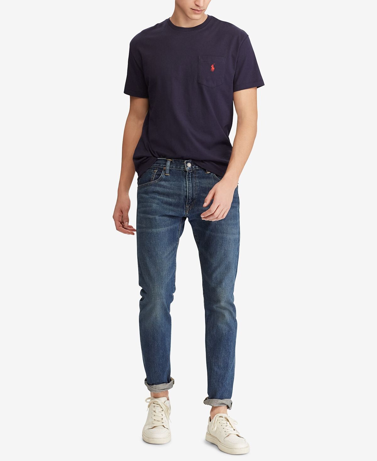 Мужская классическая футболка с круглым вырезом и карманами Polo Ralph Lauren, мульти — фото 4