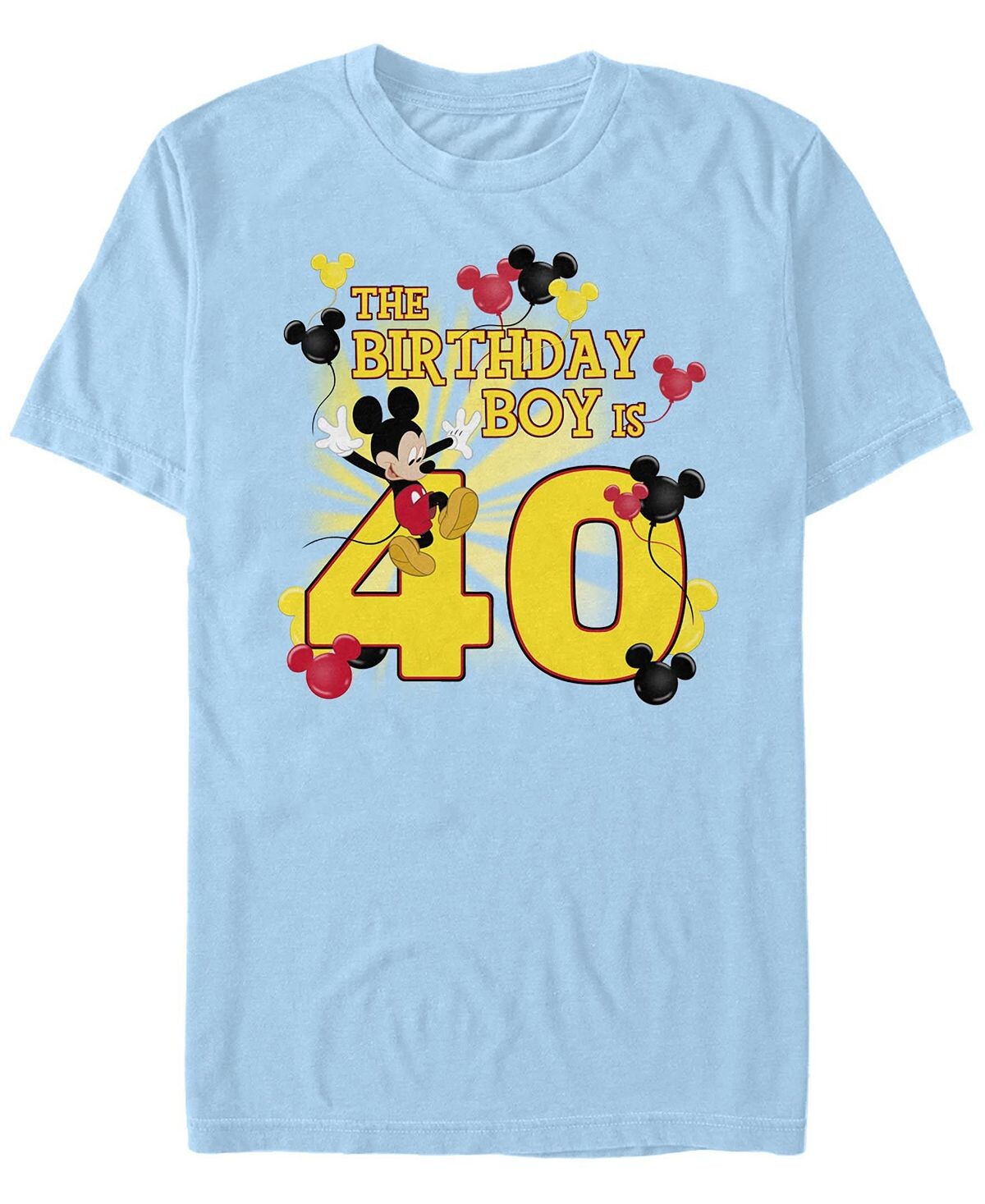 

Мужская футболка с круглым вырезом и короткими рукавами mickey birthday 40 Fifth Sun, светло-синий