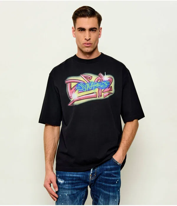 Мужская футболка свободного кроя Dsquared2, черный