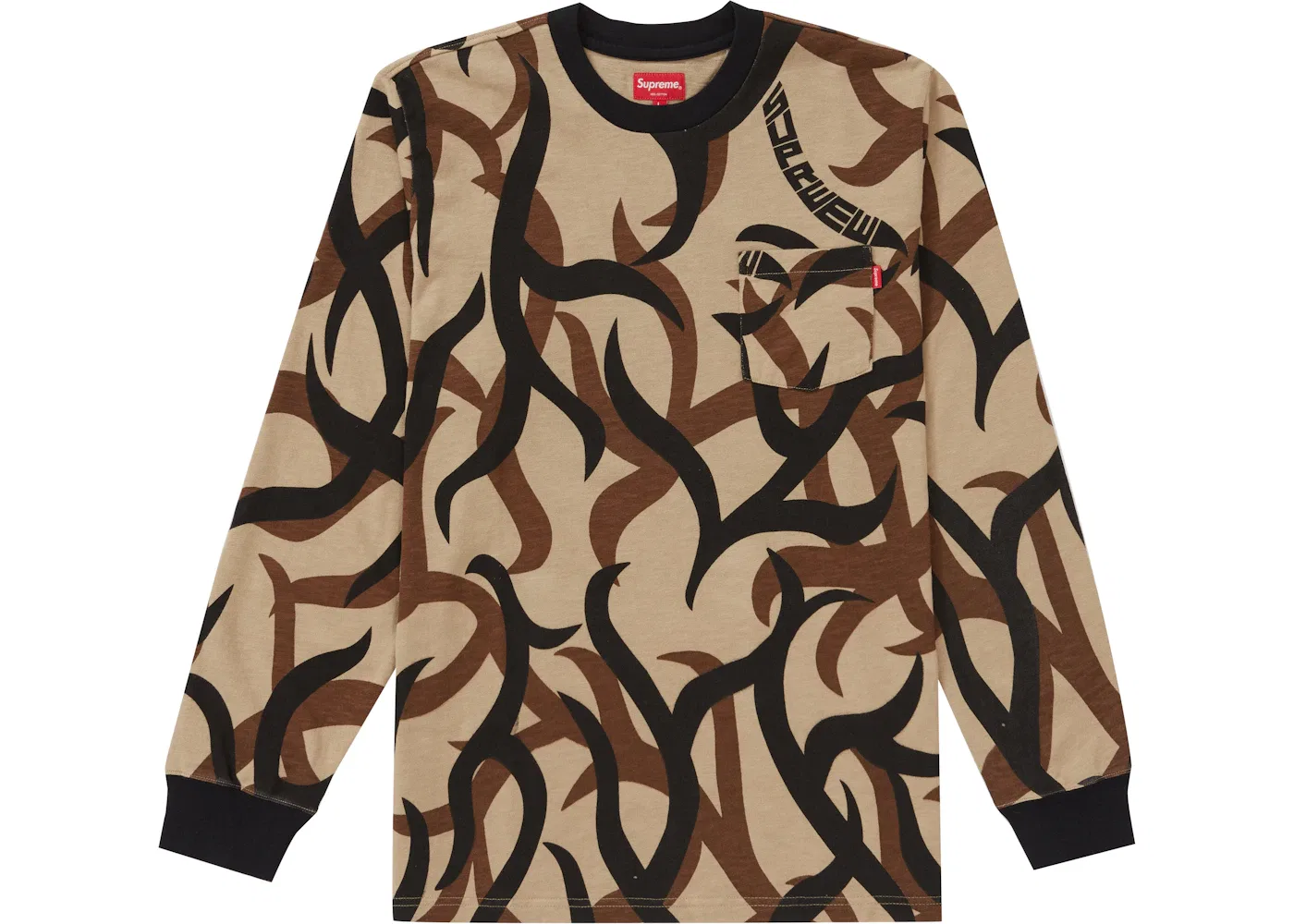 Мужская футболка с длинным рукавом Supreme Tee, Tan Tribal Camo
