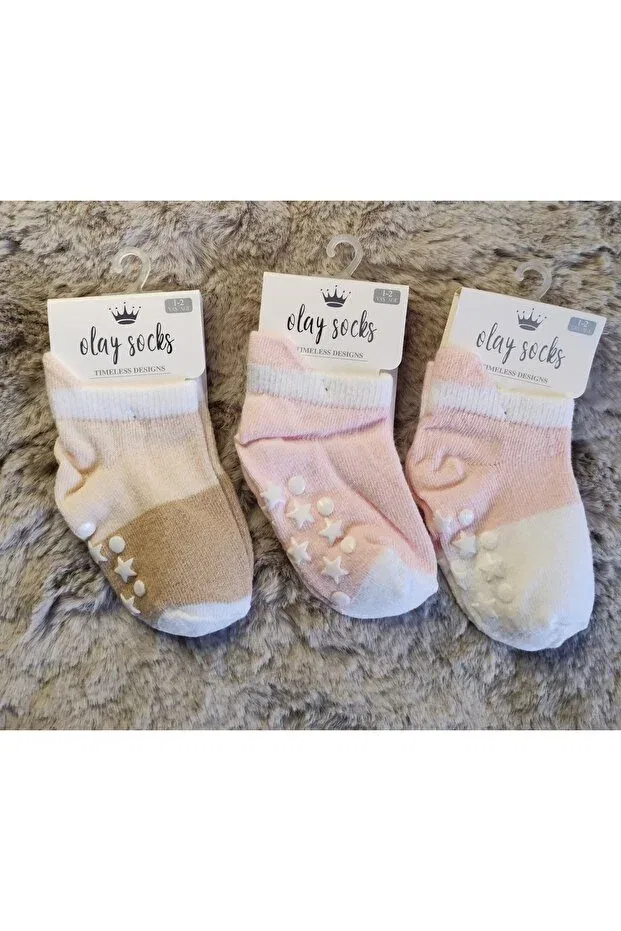 Детский набор носков для малышей Basics Olay Socks, Open Pembe-Pembe-Bej