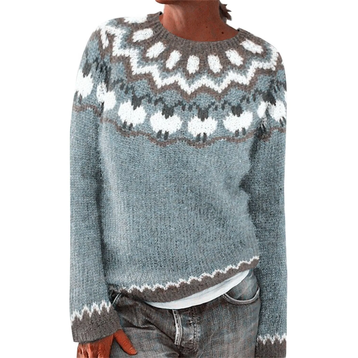 Женский свитер с принтом Fairisle Christmas Sweaters, Azure