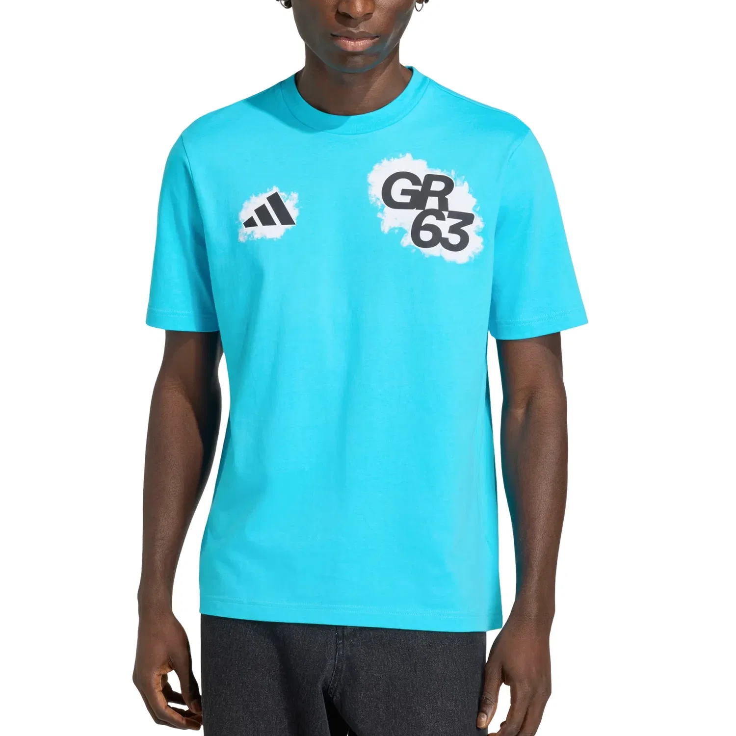 Мужская футболка с принтом Adidas x Mercedes AMG Petronas Formula 1 Team Name & Number T-Shirt Asia Sizing 'George Russell' KE7734, синий — фото 2