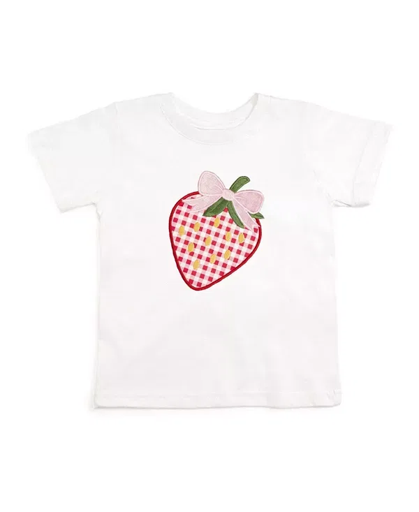 Детская футболка для девочек с принтом Strawberry Patchwork Sweet Wink, белый