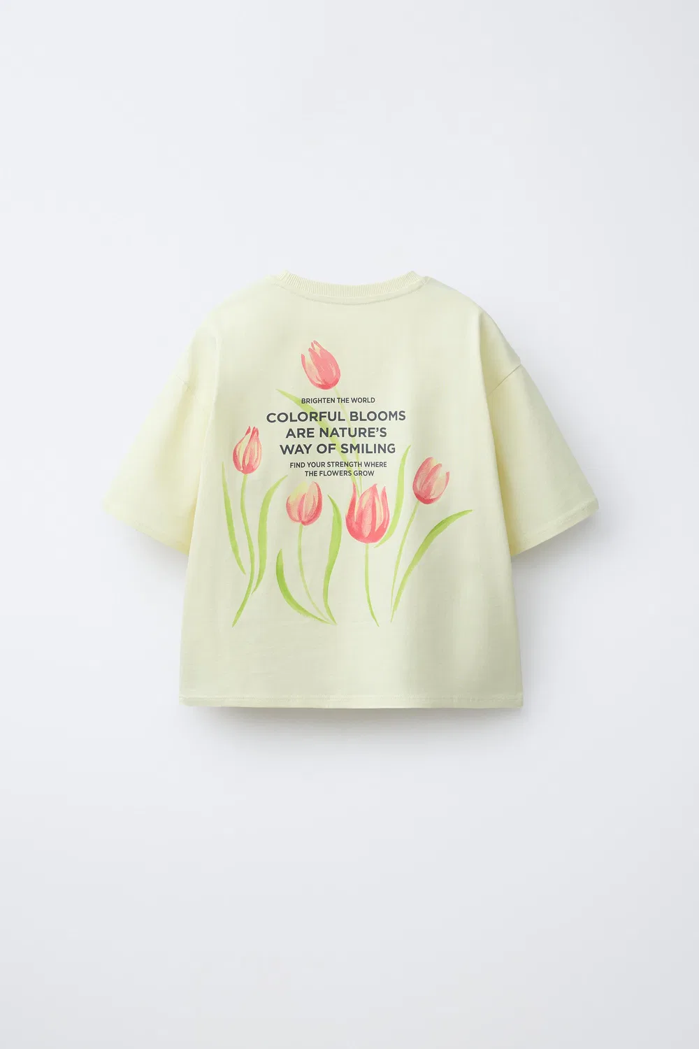 Футболка с цветочным принтом ZARA, Lime — фото 2