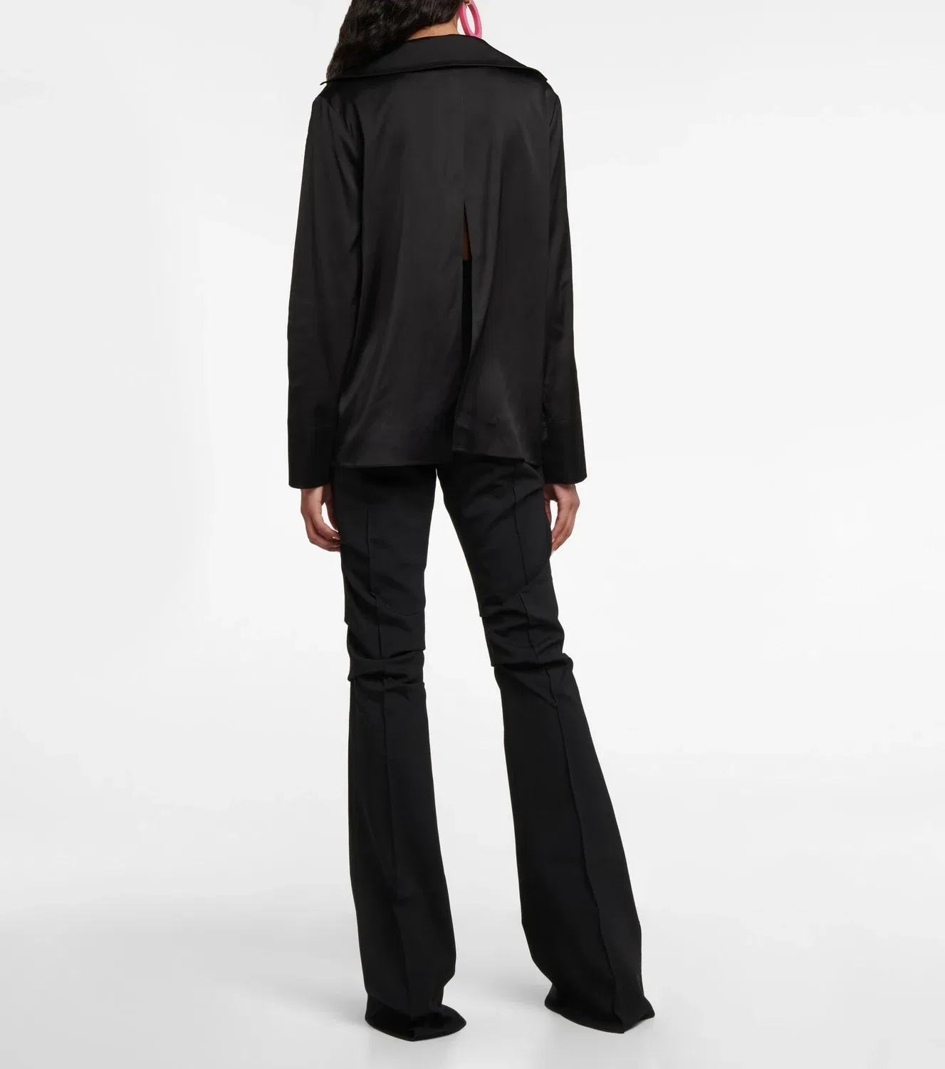 Атласная рубашка с длинным рукавом La Chemise Notte Jacquemus, черный — фото 3