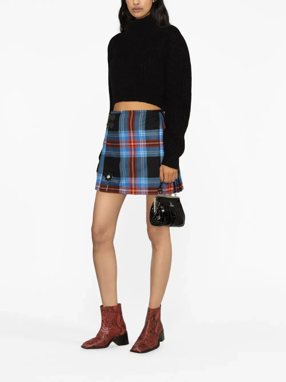 Укороченный джемпер крупной вязки Dsquared2, черный — фото 3