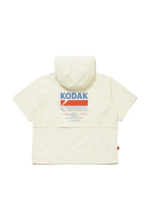 Детская анорак-ветровка с капюшоном, графический принт, Kodak Kids, слоновая кость — фото 4