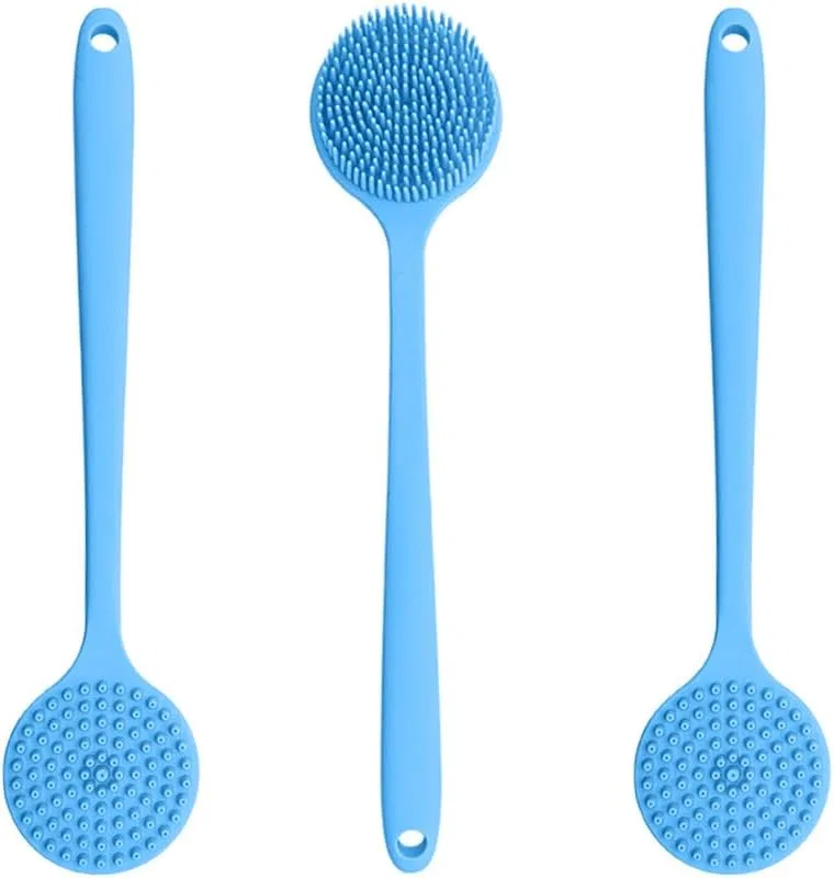 Щетка для душа с длинной ручкой, Silicone Back Scrubber, Generisch, 3 шт, 600 г, Rose — фото 2