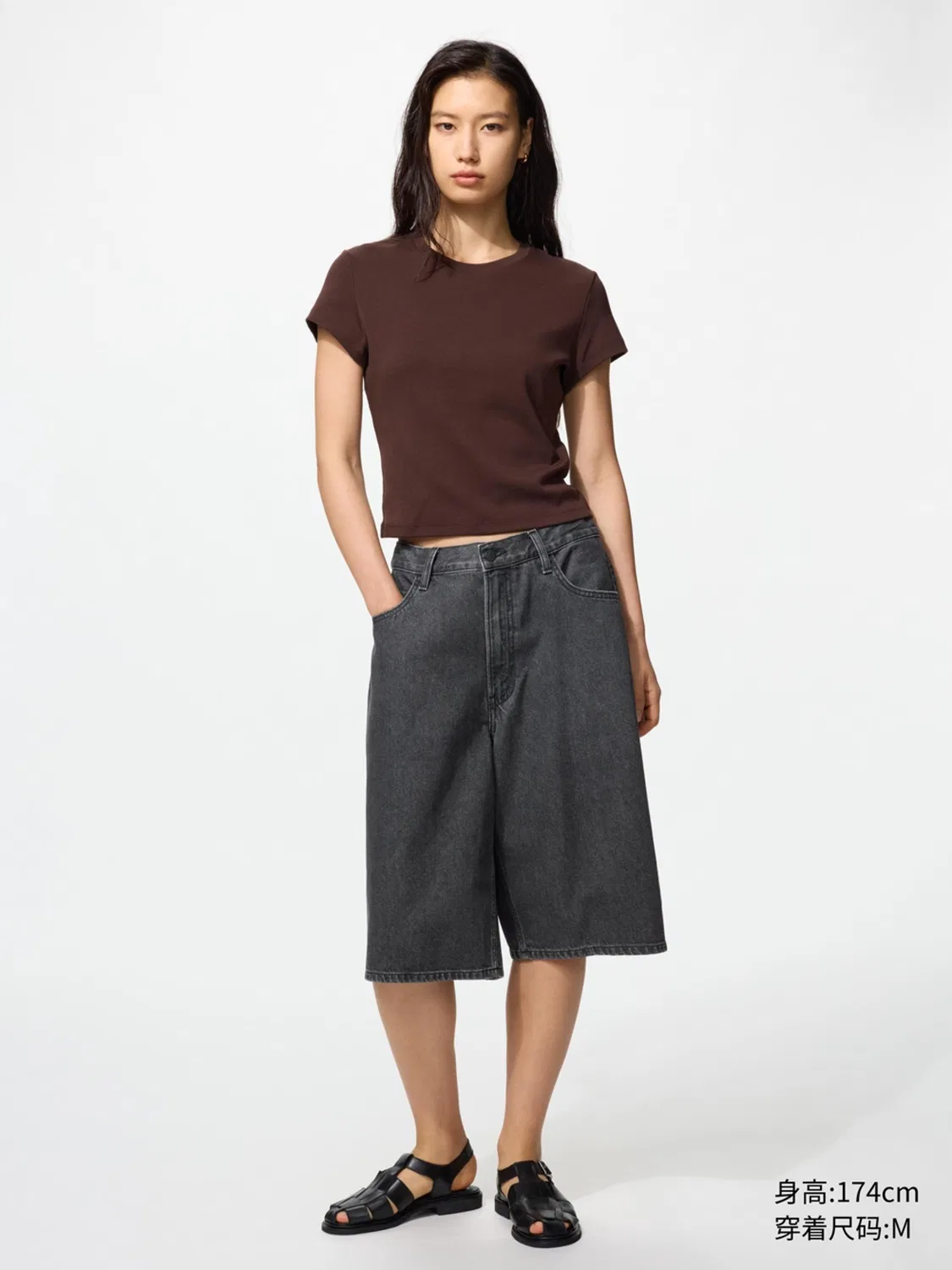 Шорты джинсовые унисекс с эффектом потертости Uniqlo, молочный — фото 2
