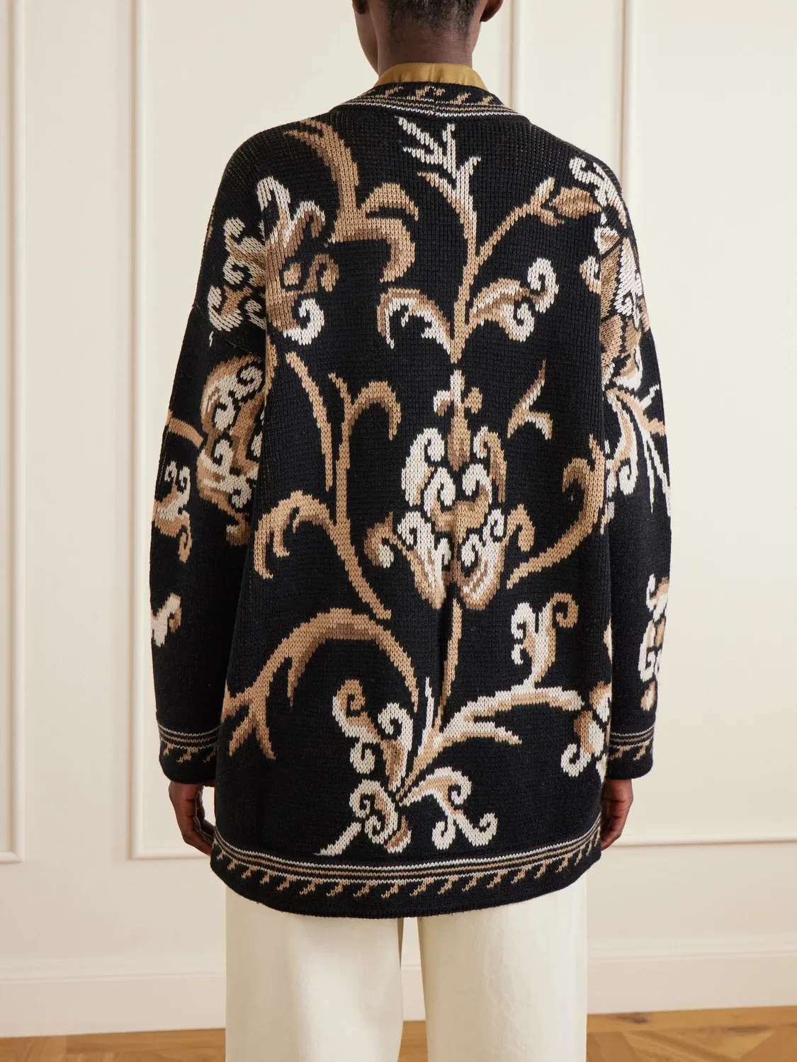 Жаккардовый кардиган из шерсти ETRO, черный/коричневый — фото 4