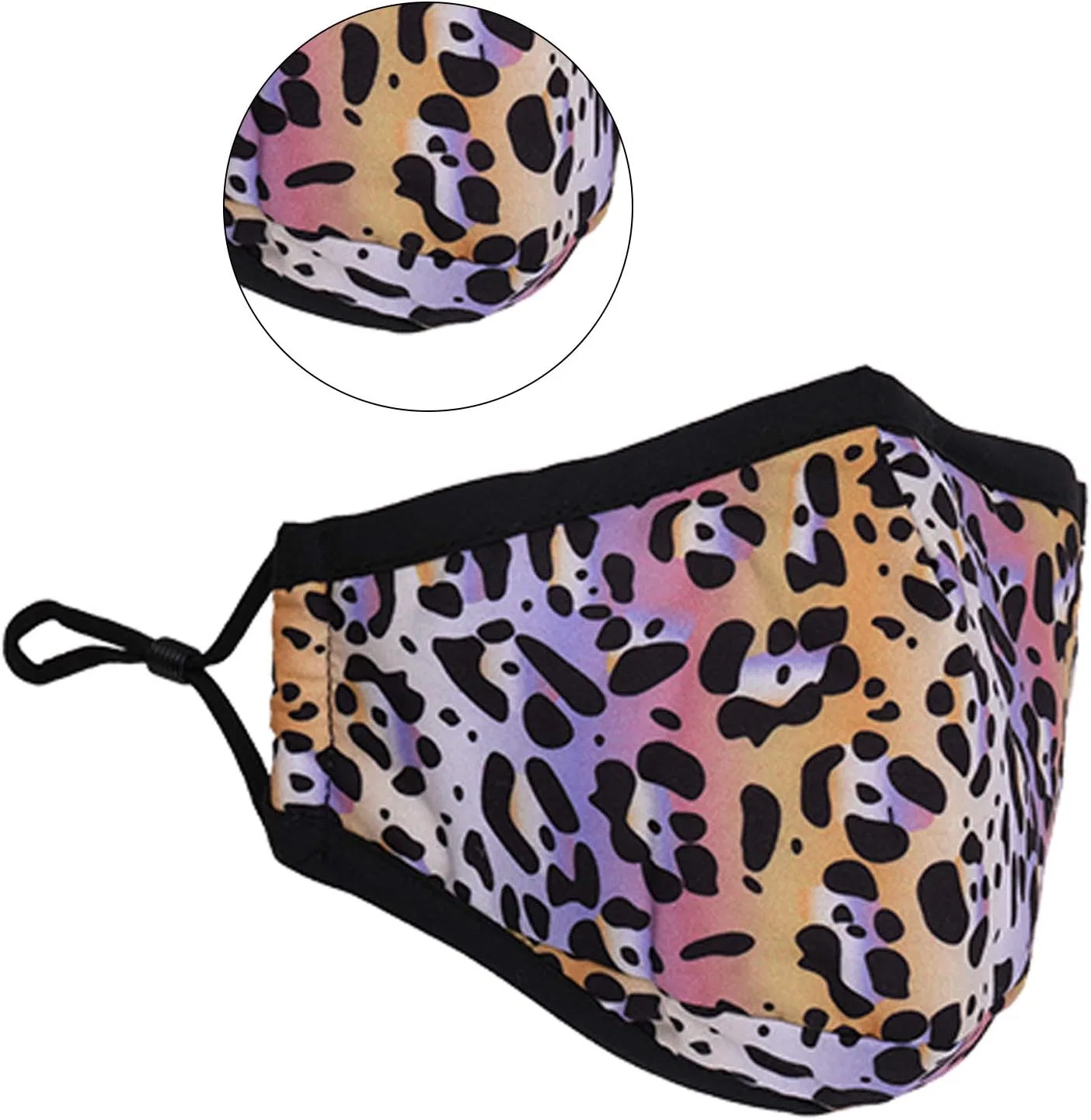 Многоразовая маска из хлопка, 3 слоя, Trimming Shop, 4 шт, Mix Colour Leopard Print — фото 4