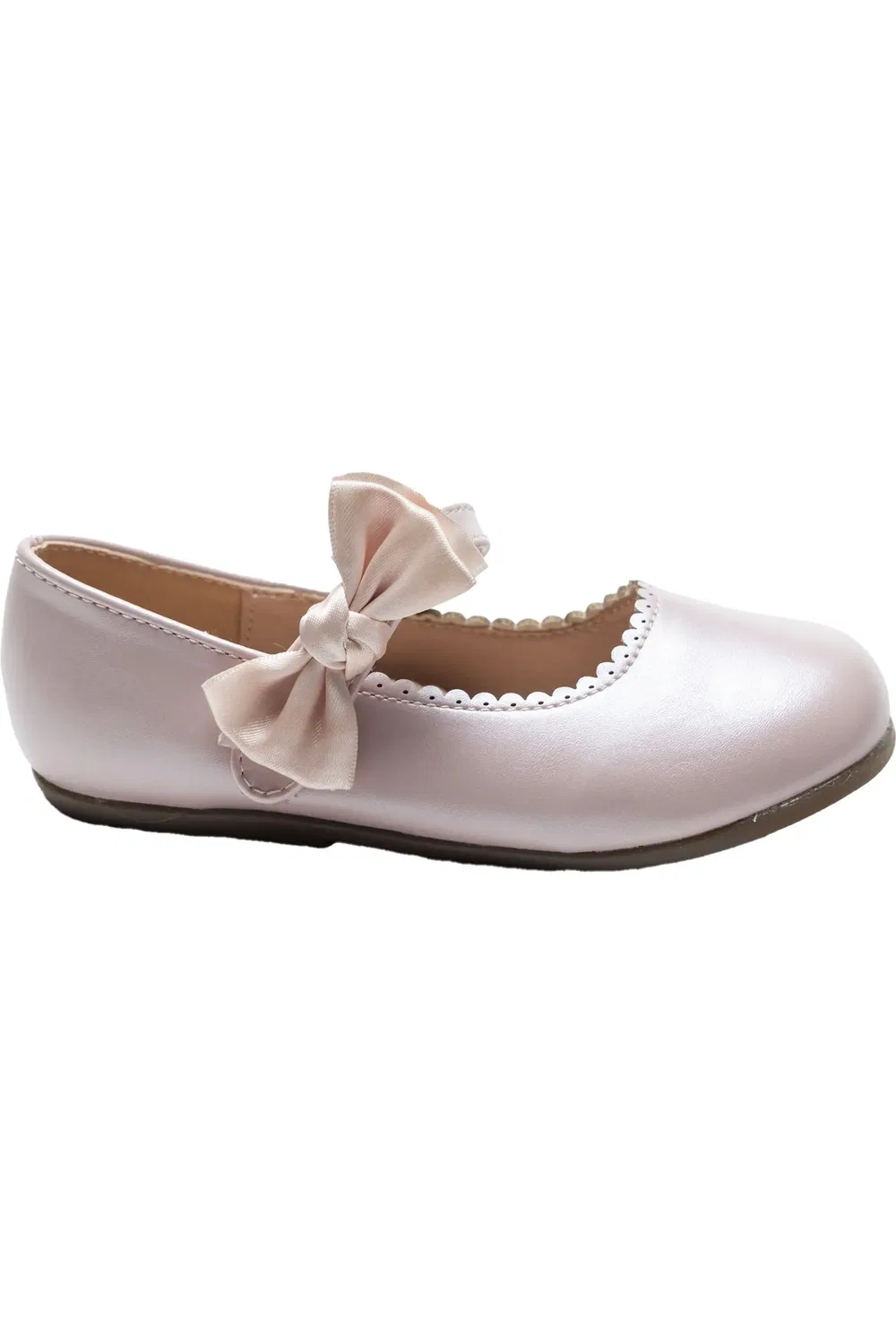Детские туфли балетки на плоской подошве Satin Elodie Rhinestone Bow Tulleen, розовый — фото 2