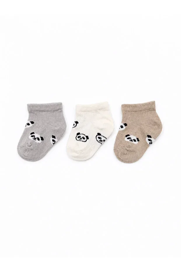 Детские носки короткие с принтом 3-Pack Panda Baby Short Socks Karamila, Ecru — фото 2