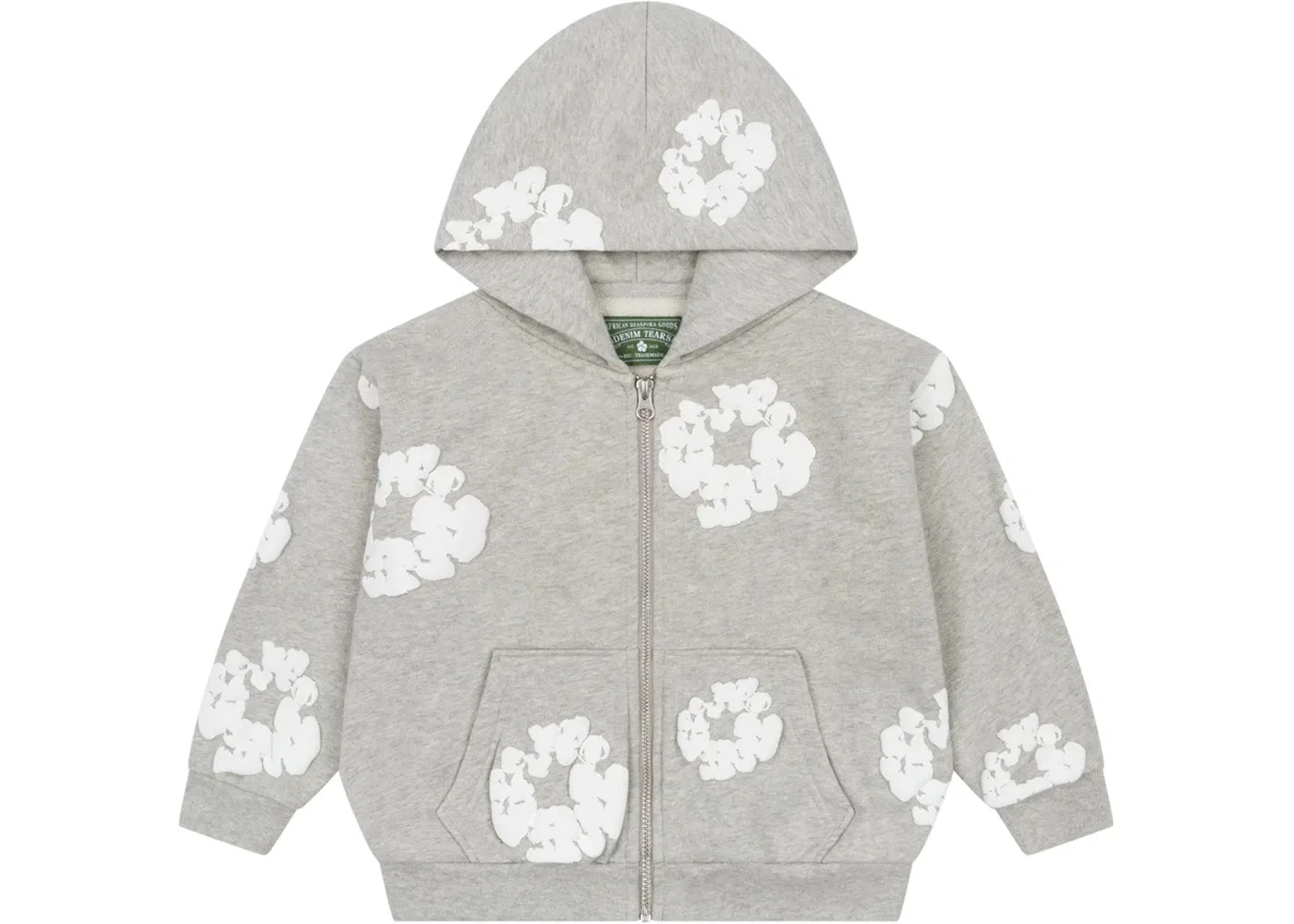 Детская худи на молнии с принтом Hoodie Denim Tears, Grey