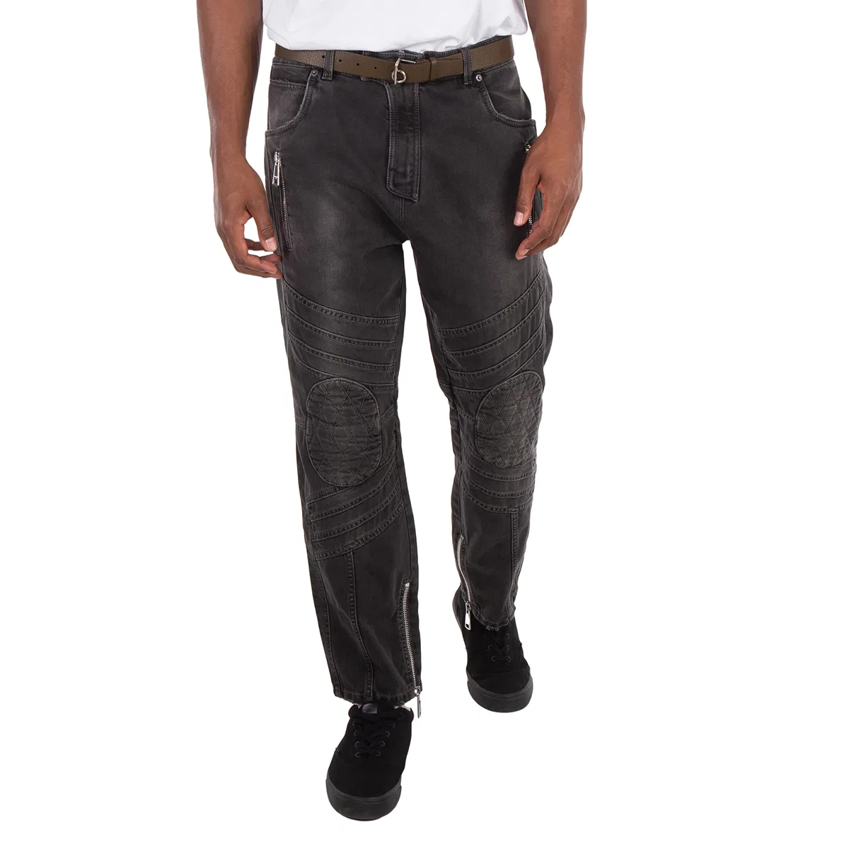 Джинсы-байкер с завышенной талией Biker Mid-Rise Denim Jeans Balmain, Black