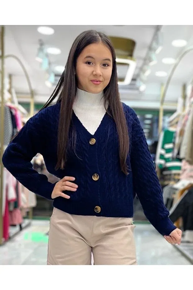 Детский кардиган для девочек с косами Minimoda Kids, Laciver — фото 2