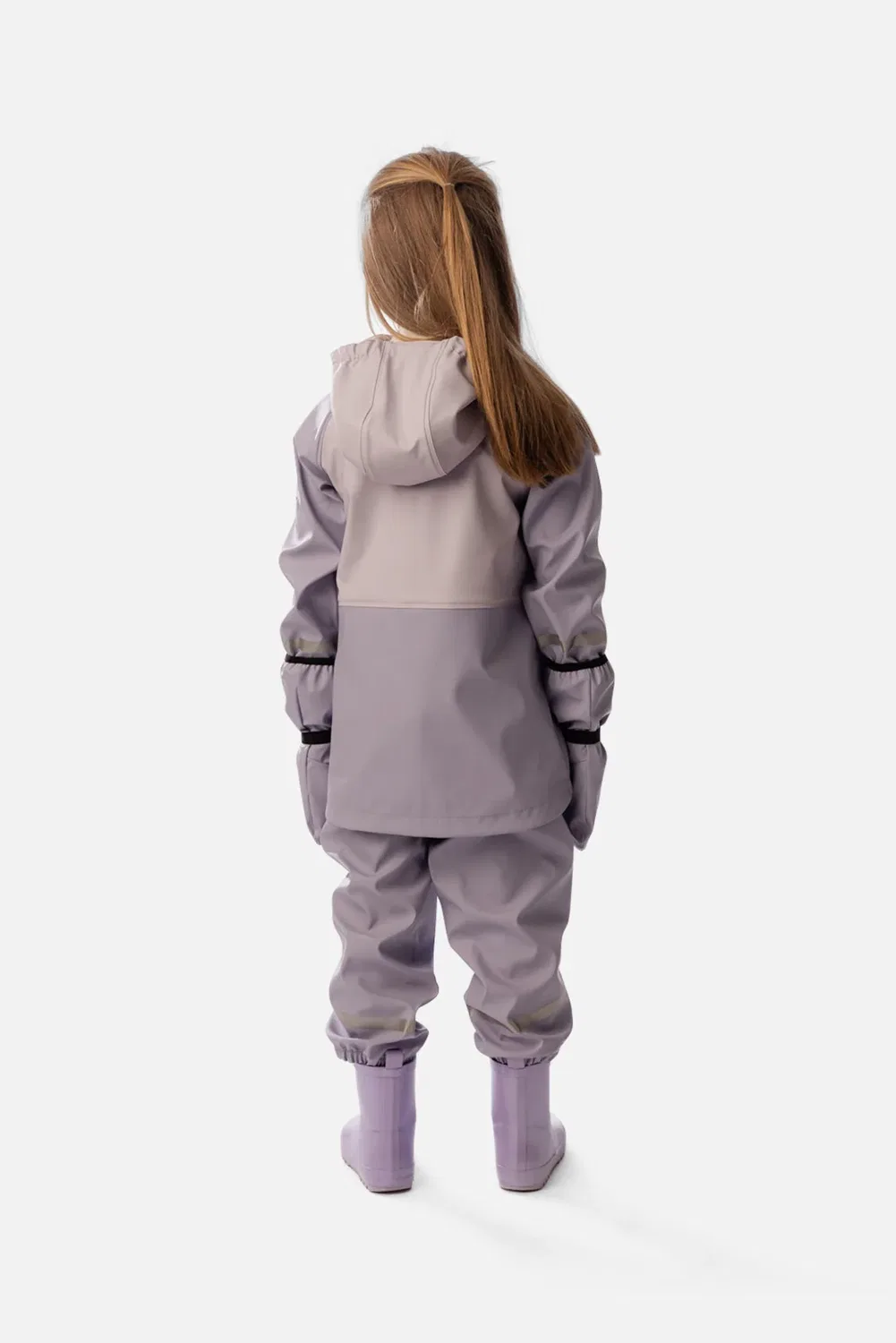 Детская куртка от дождя с капюшоном и светоотражающими деталями Rain Jacket Deux par Deux, Mauve — фото 3