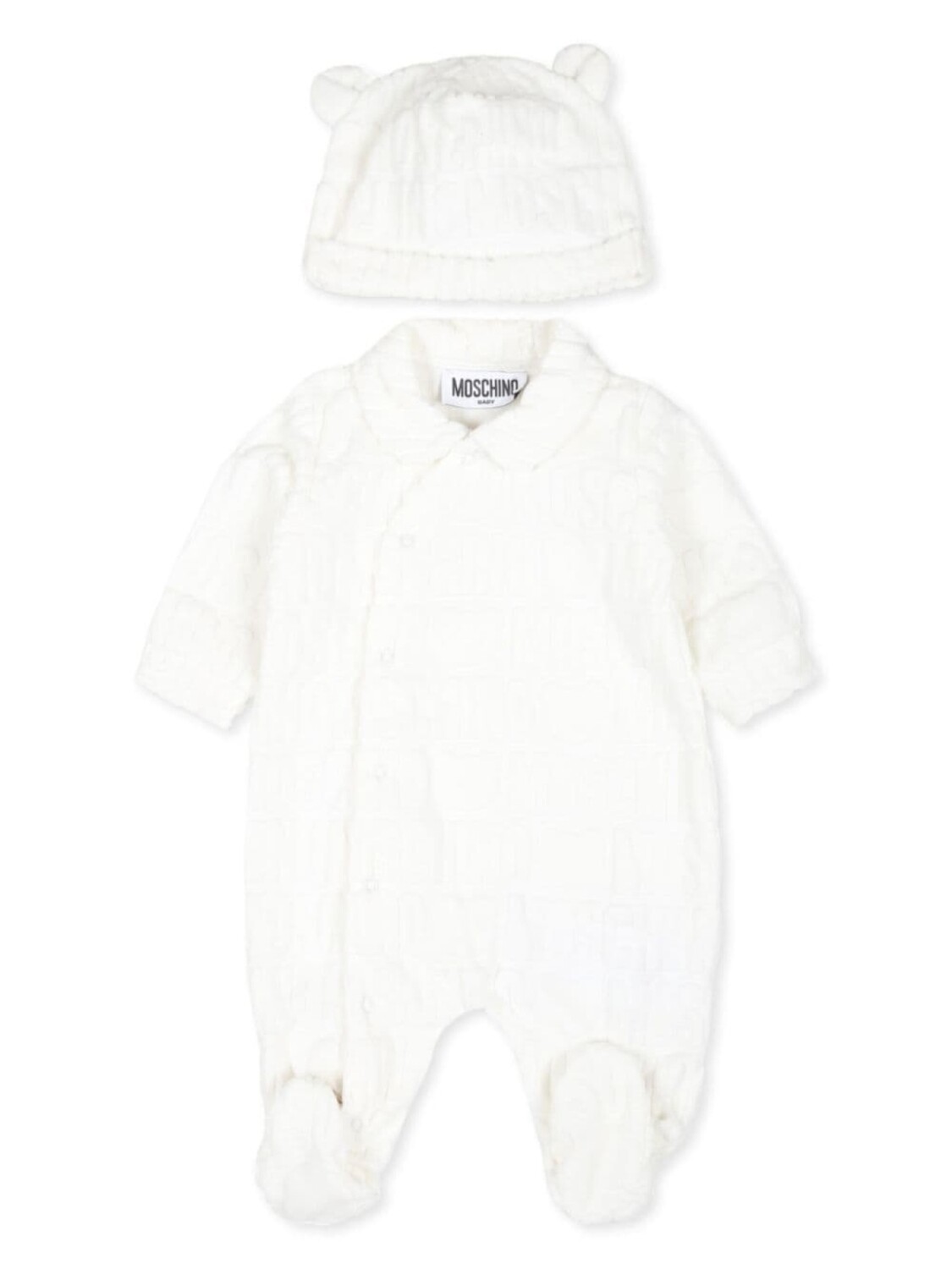 

Moschino Kids пижамный комплект из махровой ткани с логотипом и жаккардом, белый