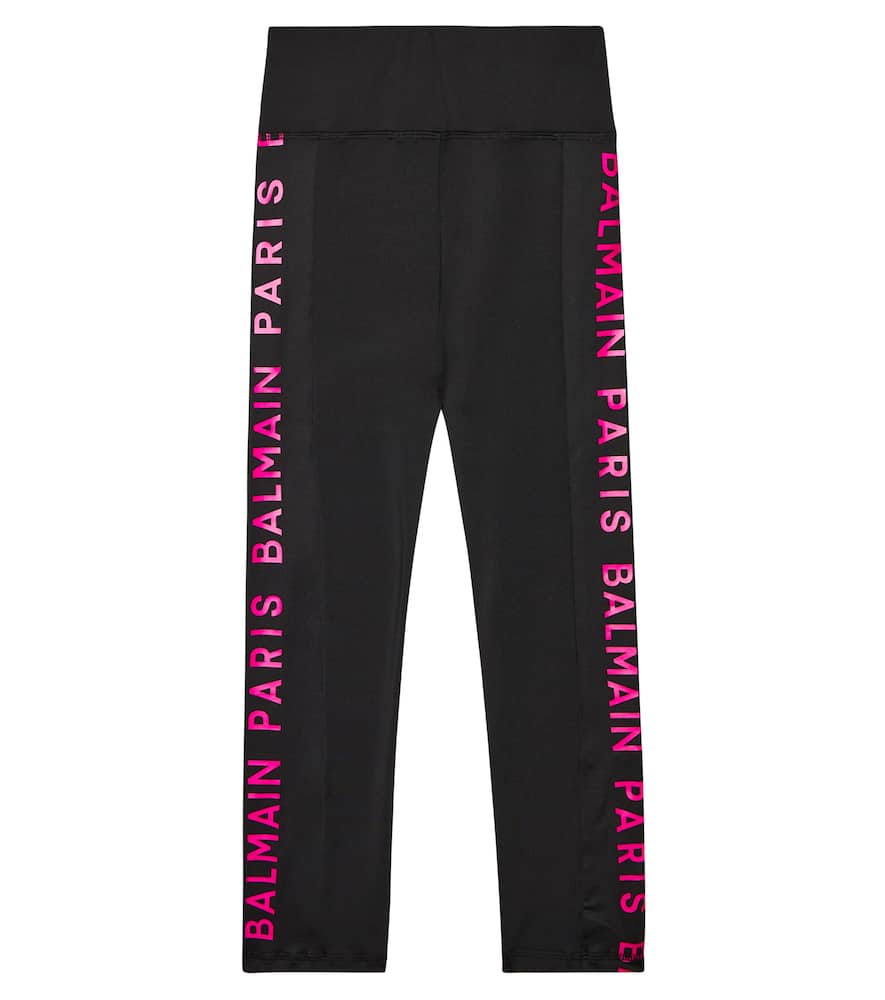 

Леггинсы с принтом логотипа Balmain Kids, 930fu-Nero/Fuxia