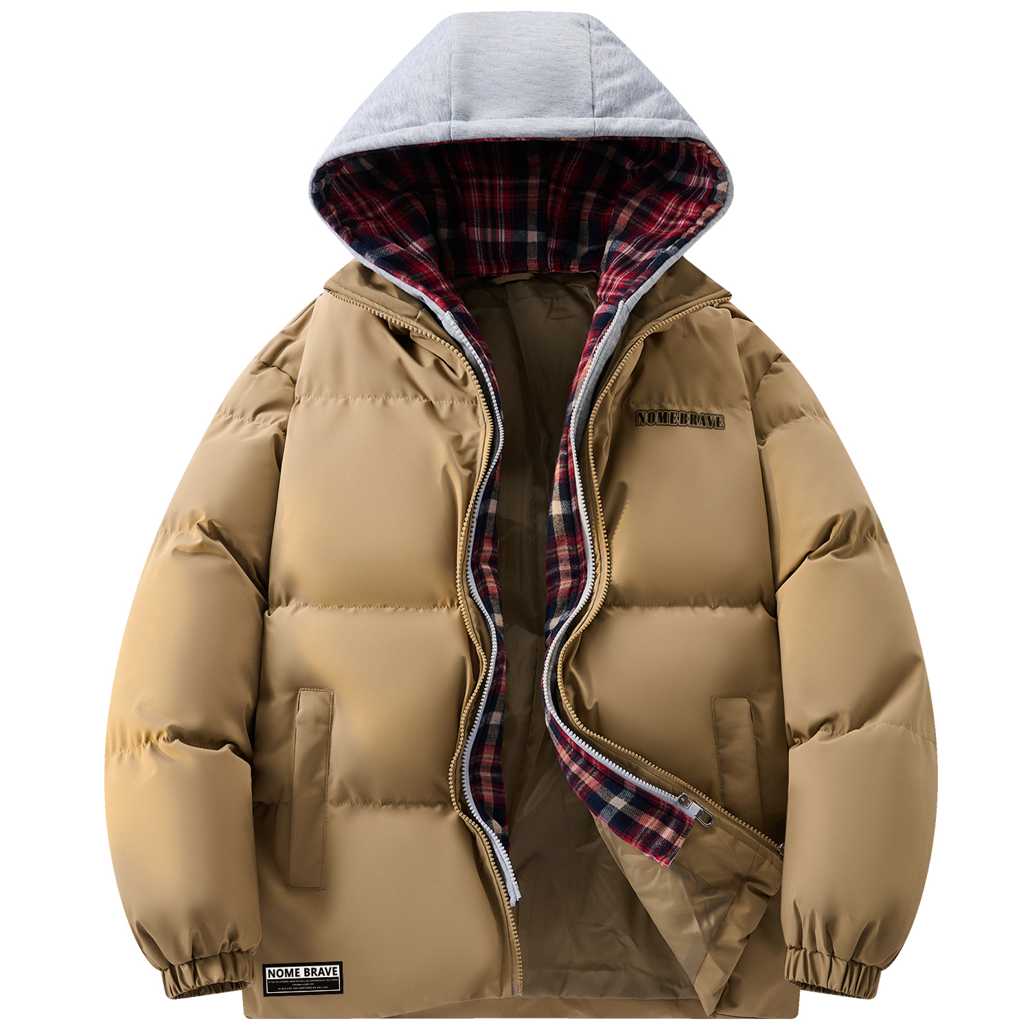 

NOME Пуховик Unisex, Khaki Red Plaid