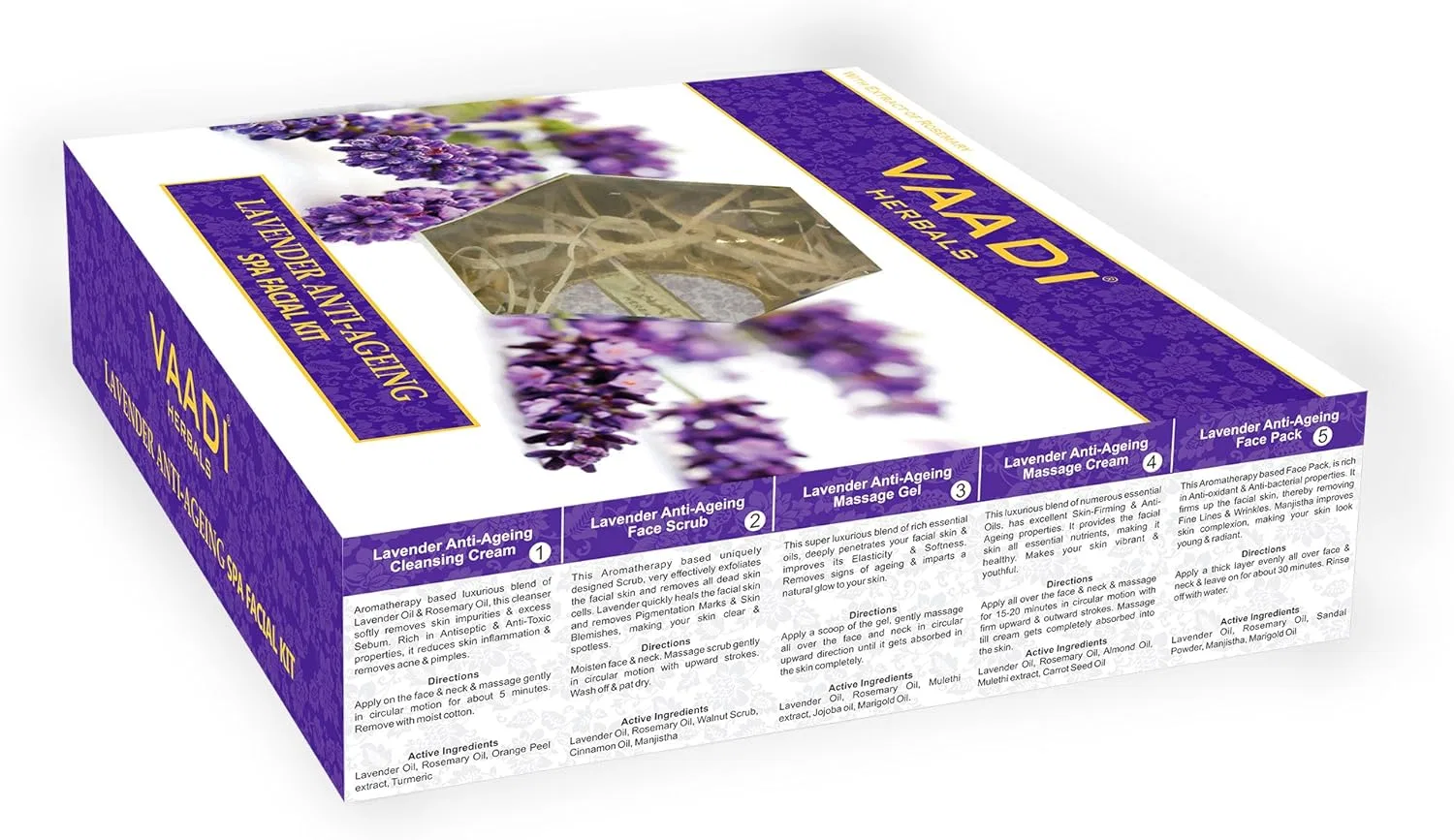 Набор для лица Vaadi Herbals Anti Ageing Spa Facial Kit с лавандой и розмарином, 270 г — фото 3