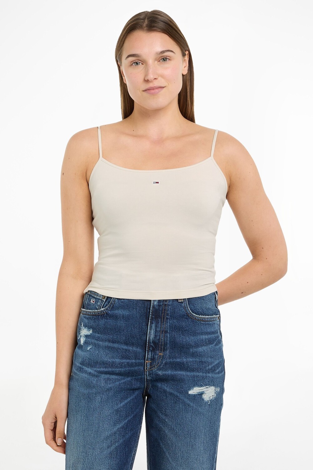 

Укороченный топ с бретелями Tommy Jeans, бежевый