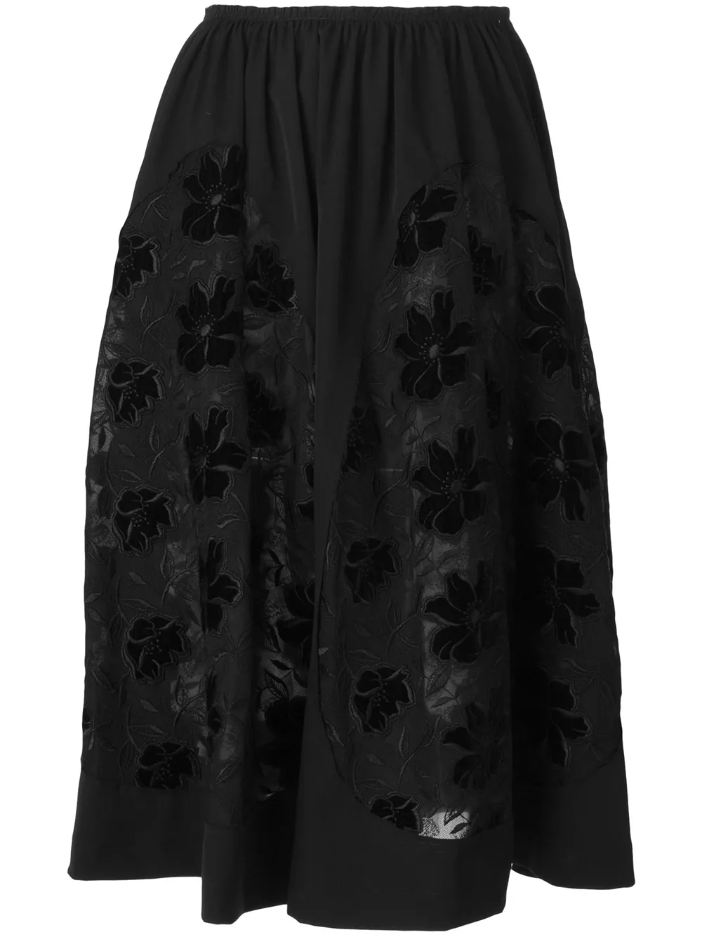 

Расклешенная юбка с вышивкой COMME DES GARCONS, черный