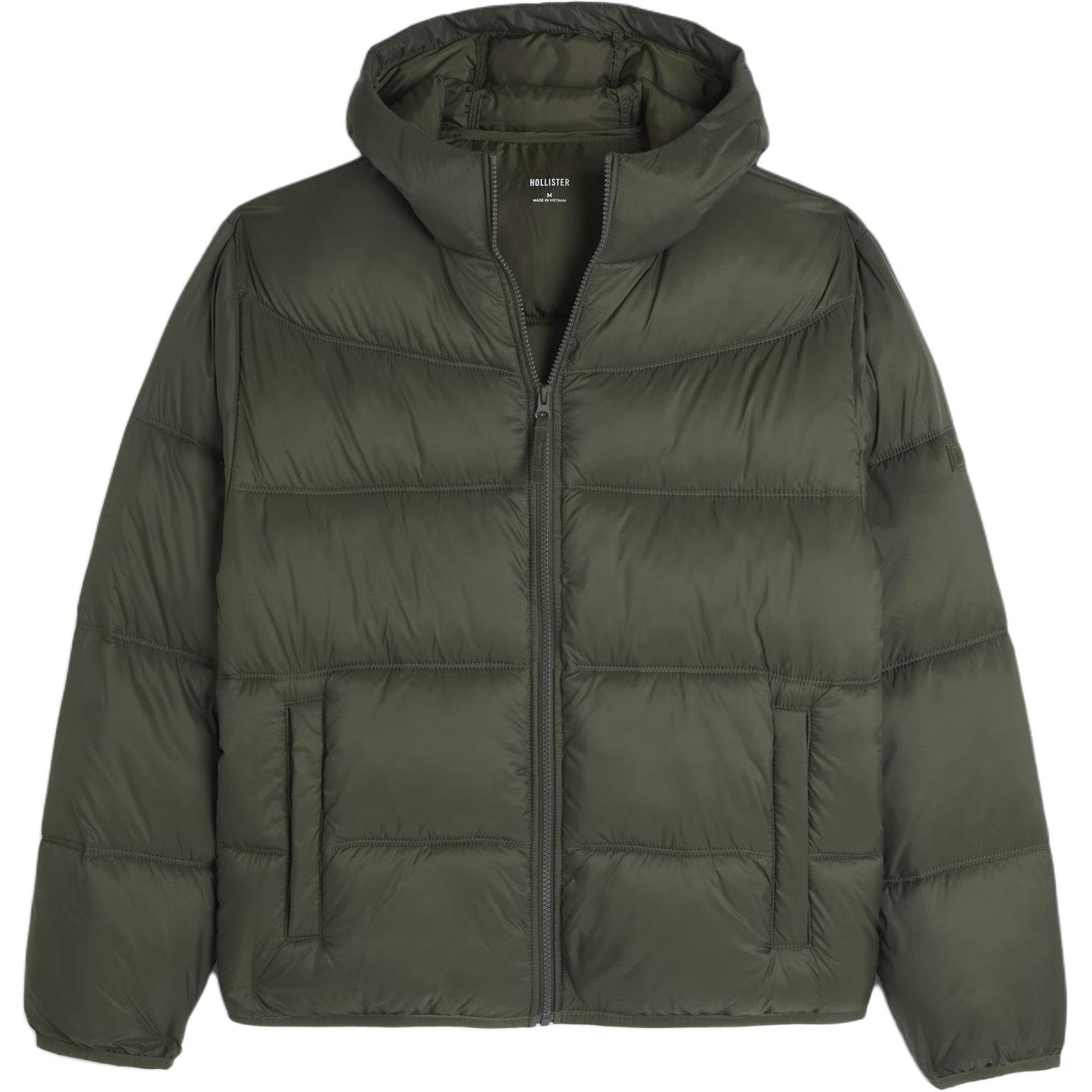 

Hollister/ Пуховик мужской зеленый с капюшоном Moderate