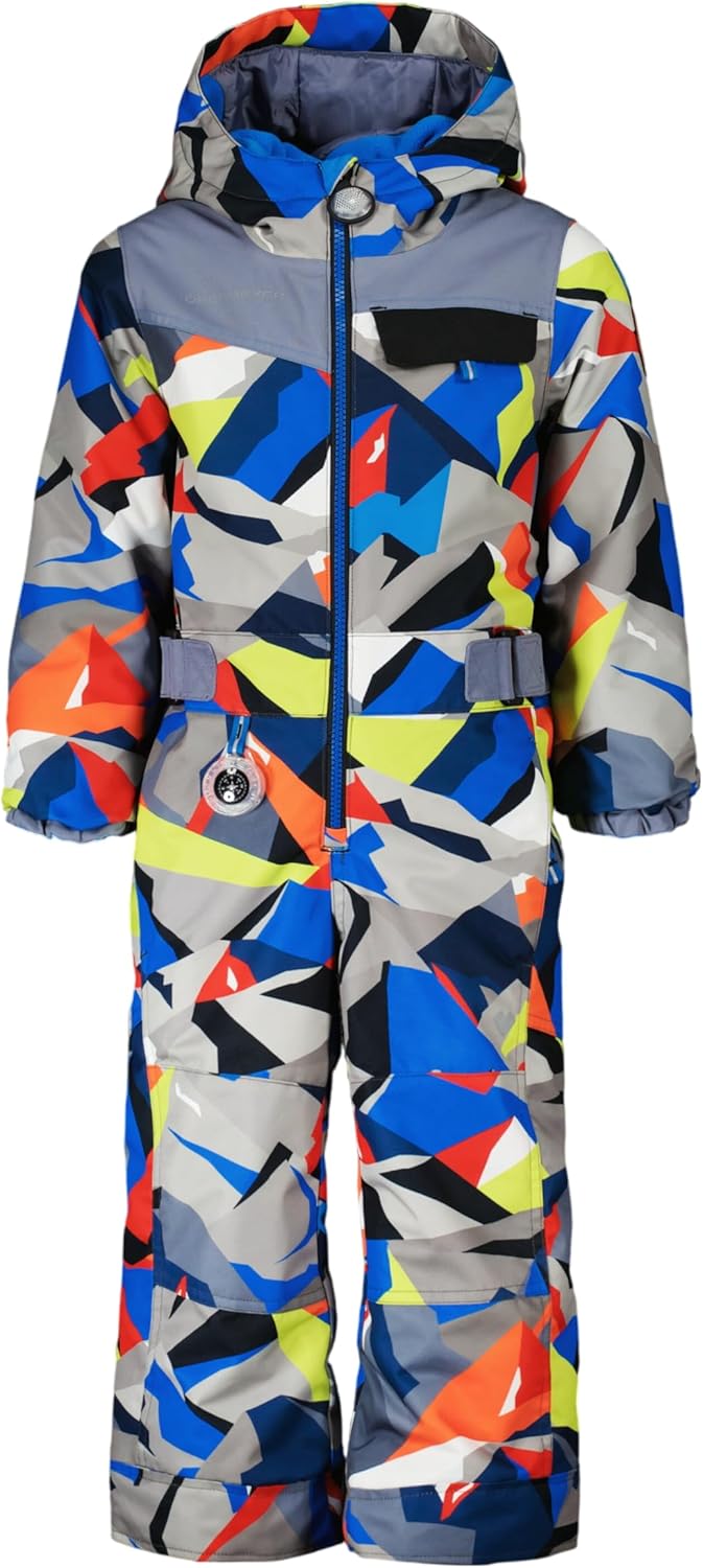 

Детский зимний комбинезон Obermeyer Kids Quinn, утепленный и водонепроницаемый, с системой Kids I-Grow для катания на лыжах и зимы, Grey & Blue Kaleido-Slope
