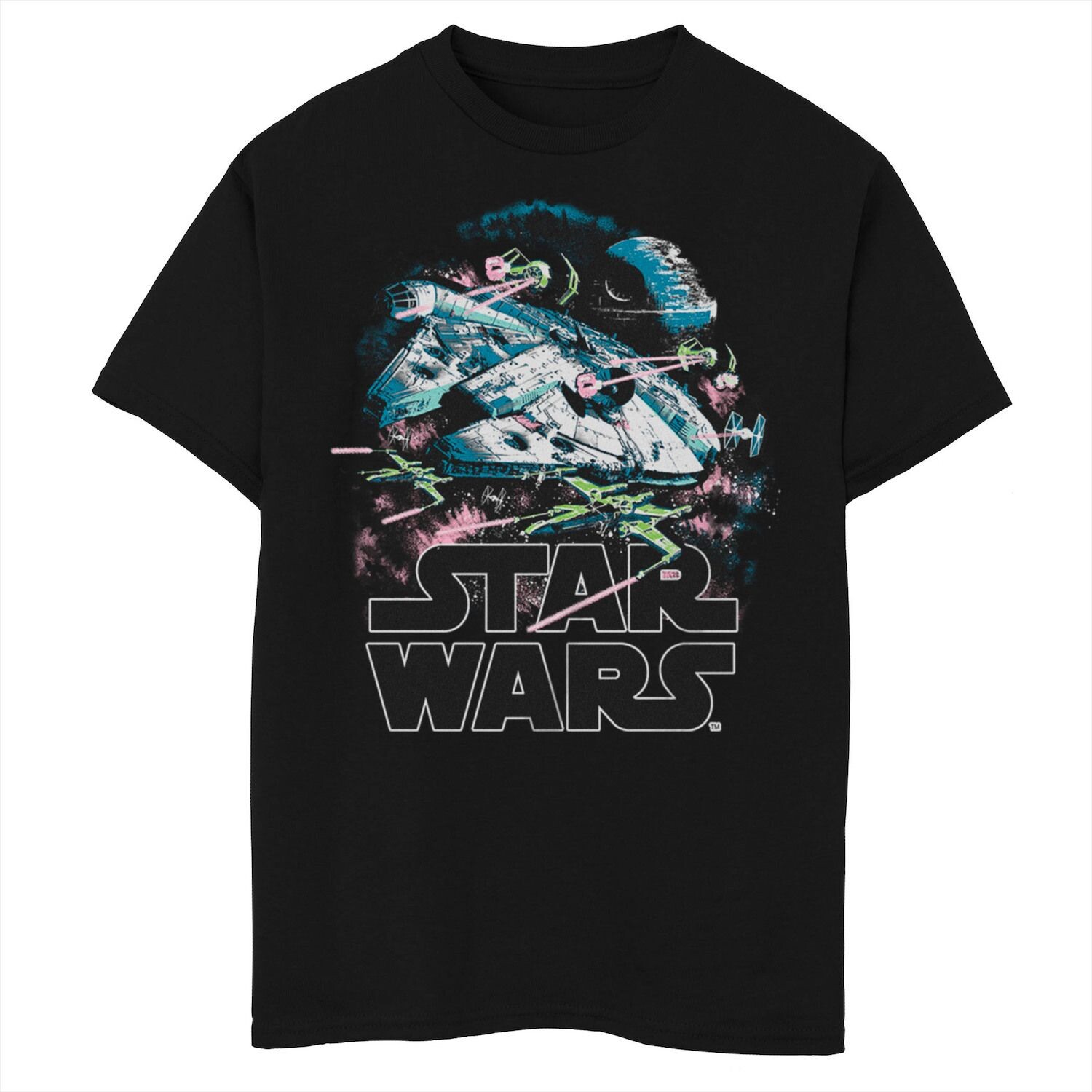 

Футболка Disney's Star Wars для мальчиков 8–20 лет с изображением эпической космической битвы в флуоресцентных цветах Disney