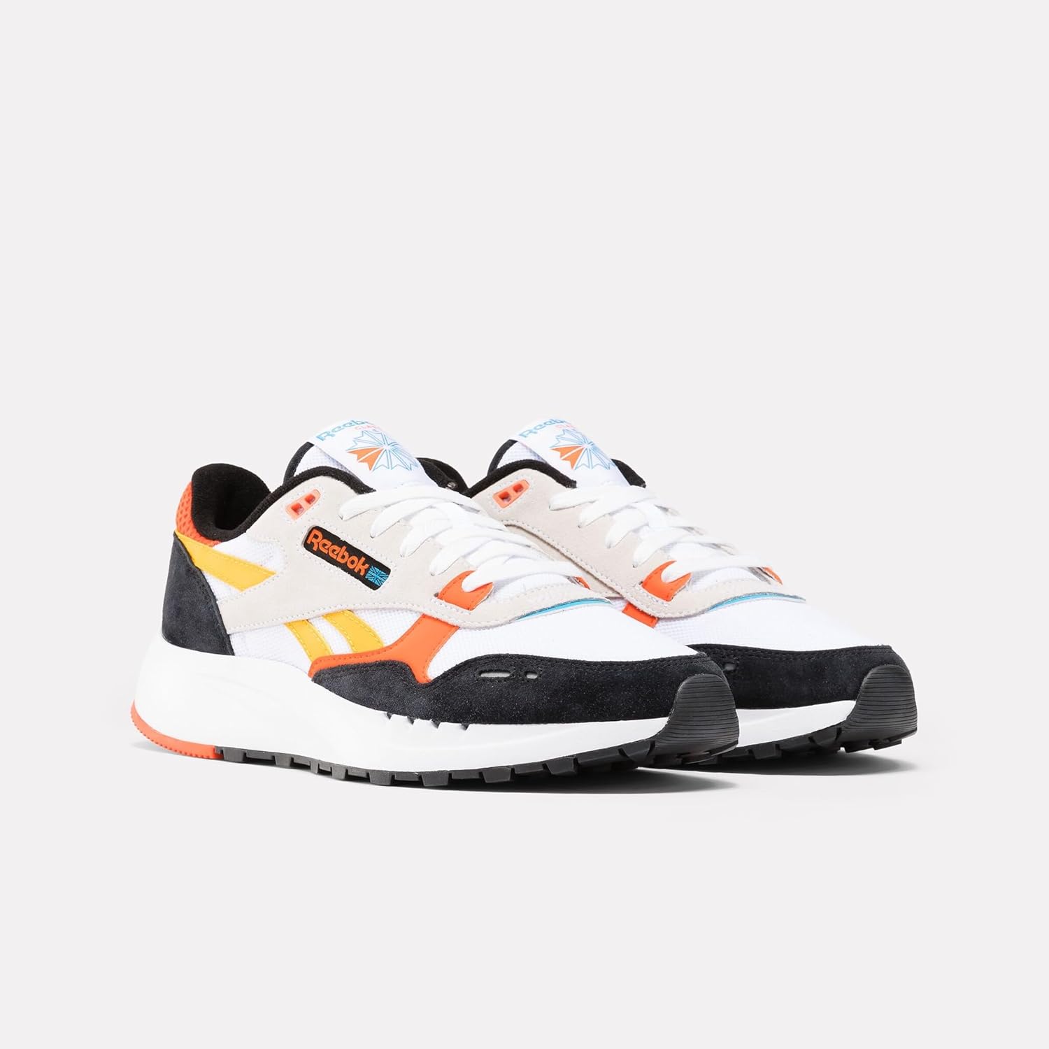 Мужские кроссовки Reebok Classic Leather 2400, белый/черный/оранжевый — фото 2