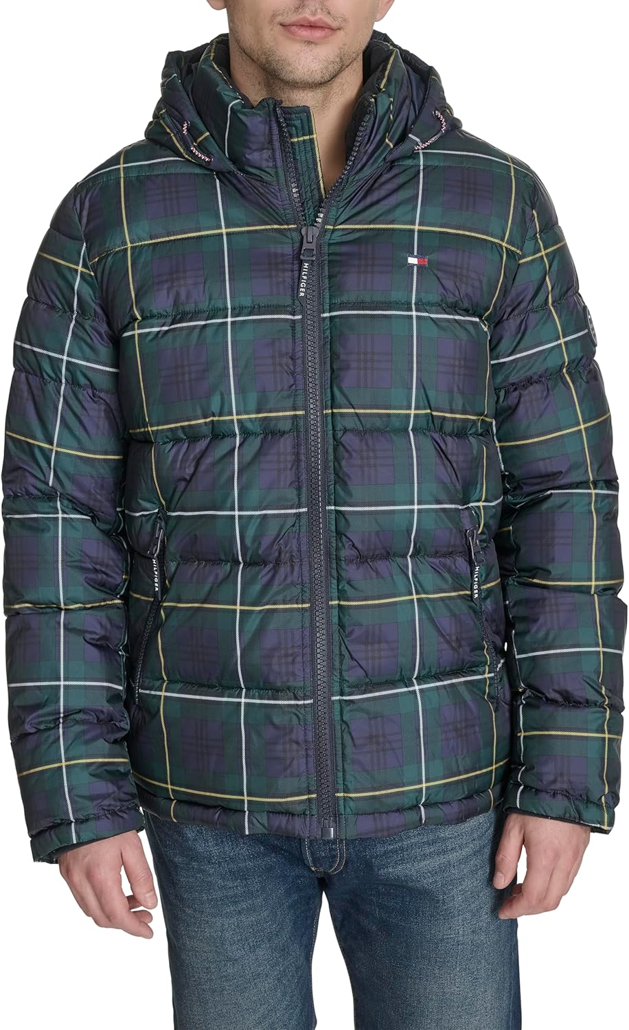 Мужская стеганая куртка с капюшоном Tommy Hilfiger (стандартная и для больших и высоких), Navy Plaid