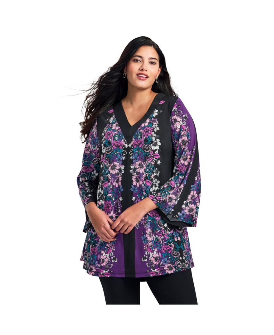 

Женская туника с рукавами-колоколами в стиле "Бродвей" AVENUE, Plum