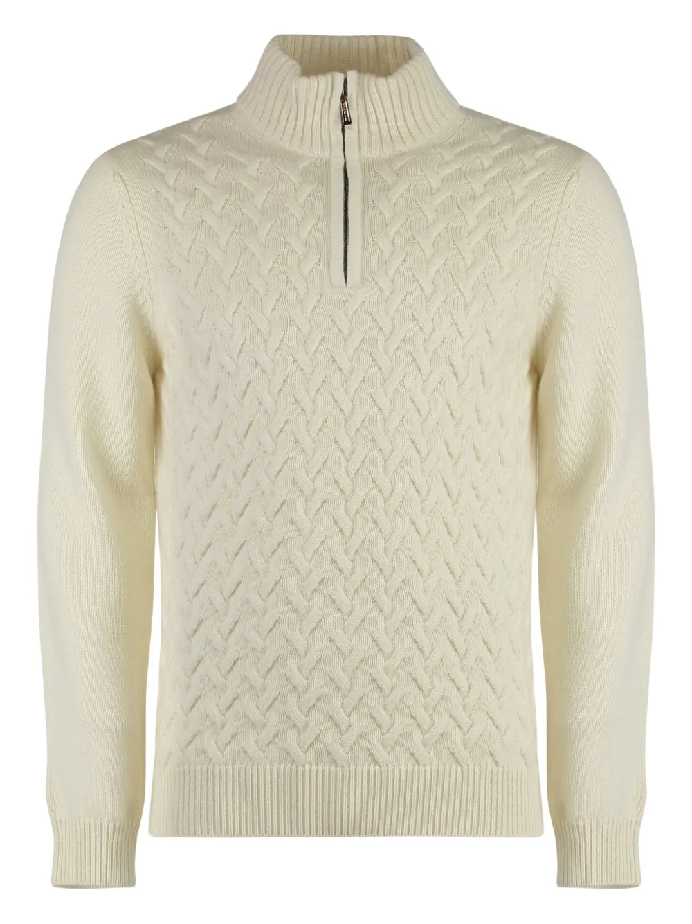 

Свитер косой вязки с застежкой-молнией на половину длины Moorer, нейтральный