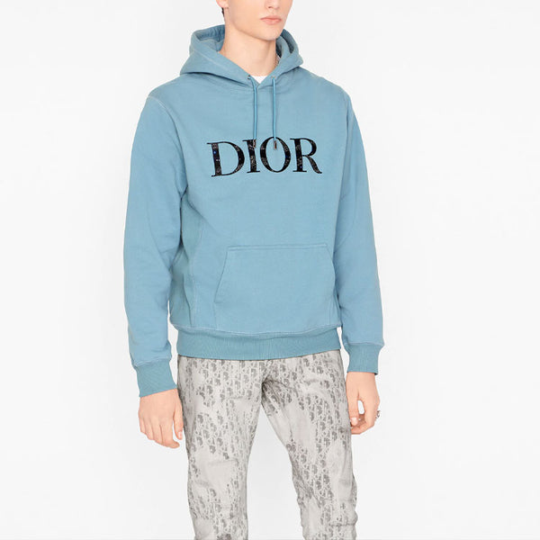 Толстовка men's x peter doig crossover fw21 cotton fleece material light blue Dior, голубой — фото 3