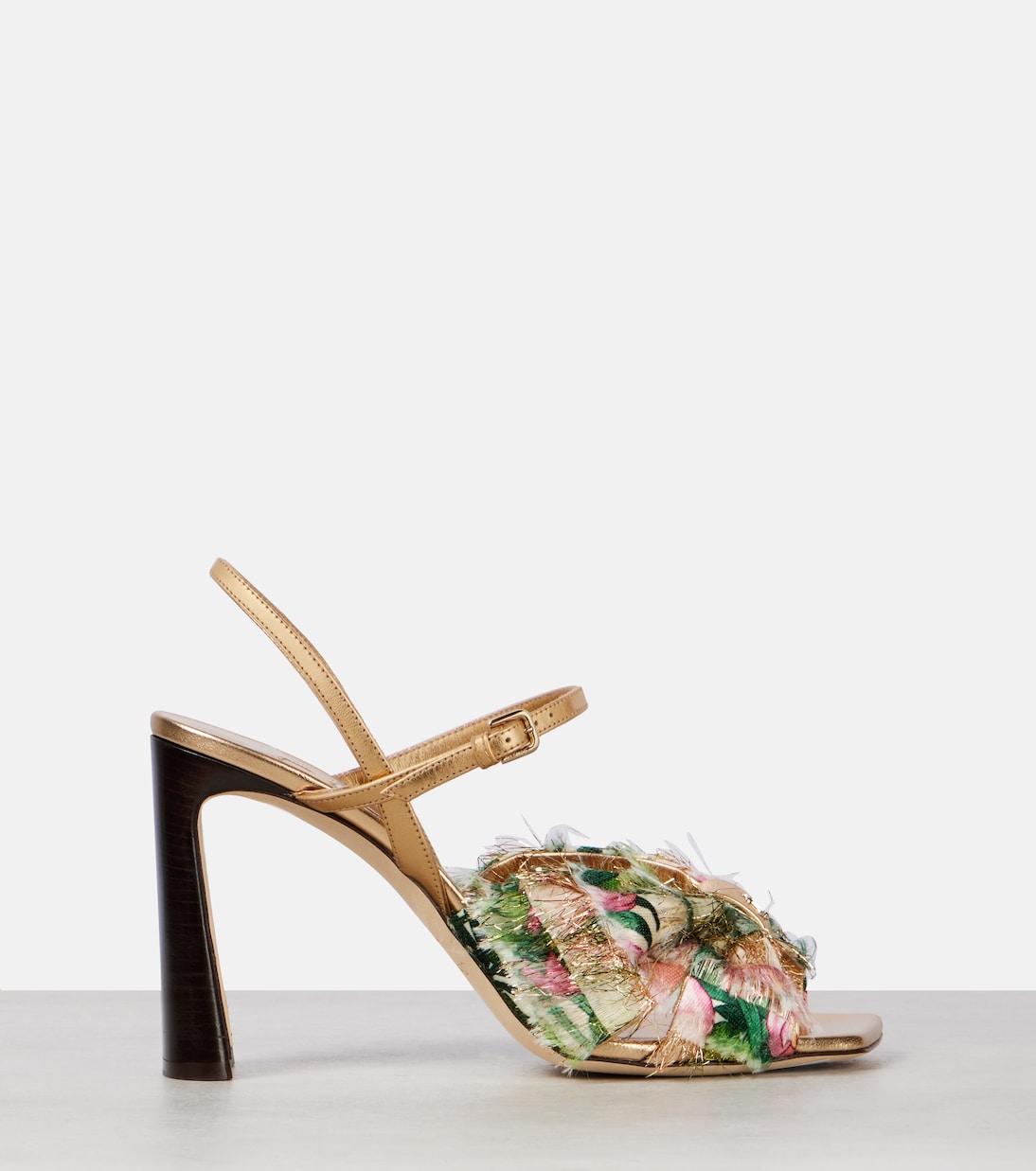 Сандалии Annika 95 из металлизированной кожи Jimmy Choo, Tropical Orchid Mix — фото 4